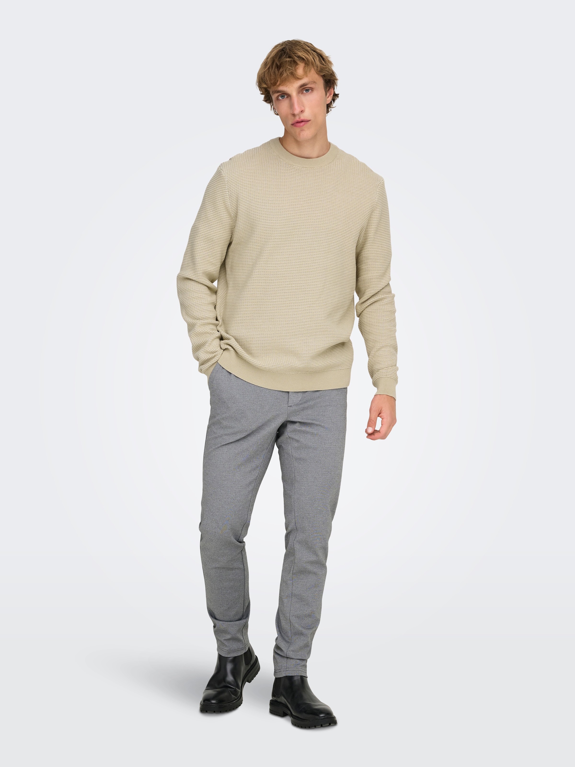 ONLY & SONS Strickpullover »ONSDAVE REG LS CREW NECK KNIT NOOS« Baumwolle, regular fit
