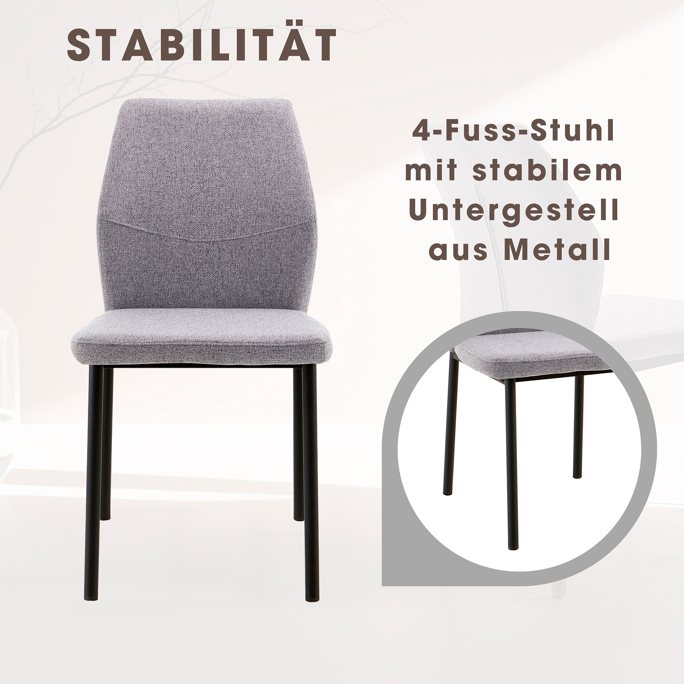 Home affaire Esszimmerstuhl »Lumos«, (Set), 2 St., Webstoff, Webstoff in vielen Farben erhältlich mit stabilem Metalluntergestell