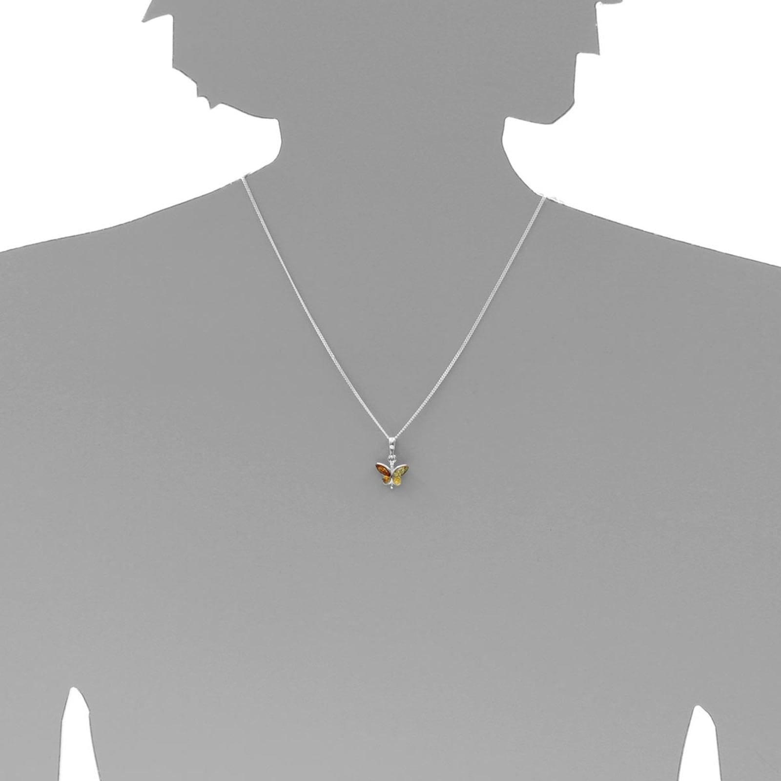 OSTSEE-SCHMUCK Kette mit Anhänger »- Schmetterling - Silber 925/000 - Bernstein«