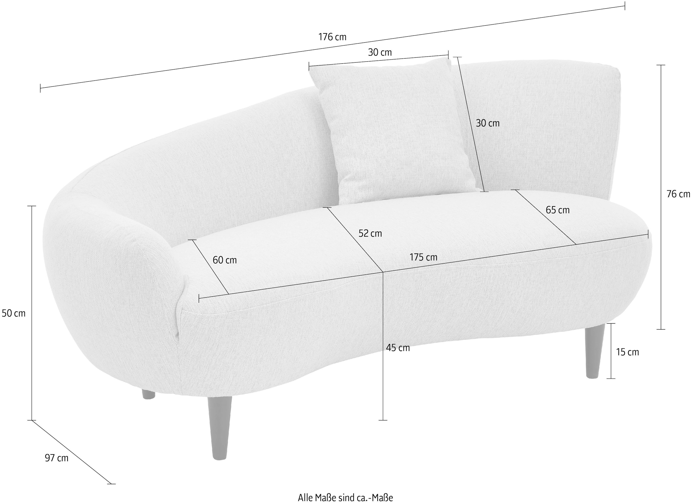 ATLANTIC home collection Chaiselongue, Raten Nierenform-Sofa mit Zierkissen Originalbezug auf im kaufen