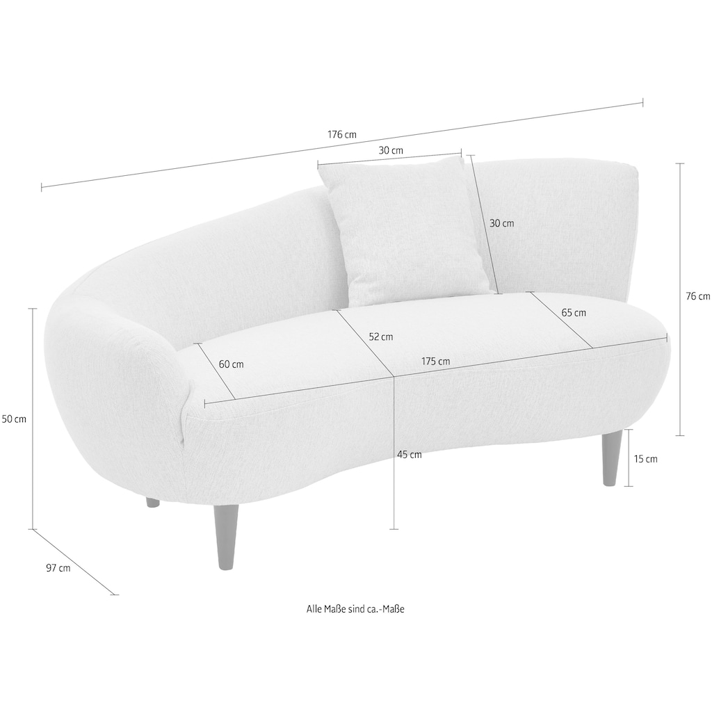 ATLANTIC home collection Chaiselongue »Olivia«, Nierenform-Sofa mit Zierkissen