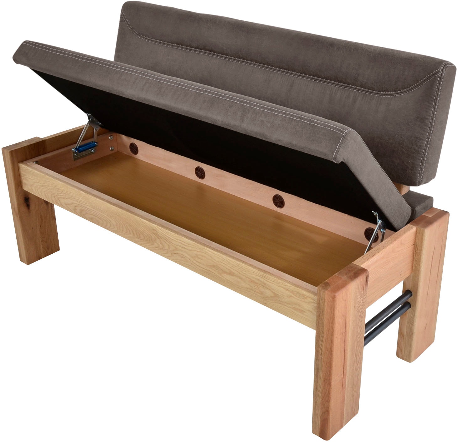 K+W Komfort & Wohnen Polsterbank, gepolsterte Stauraumbank, Massivholz, in 2 Breiten 161cm oder 181cm