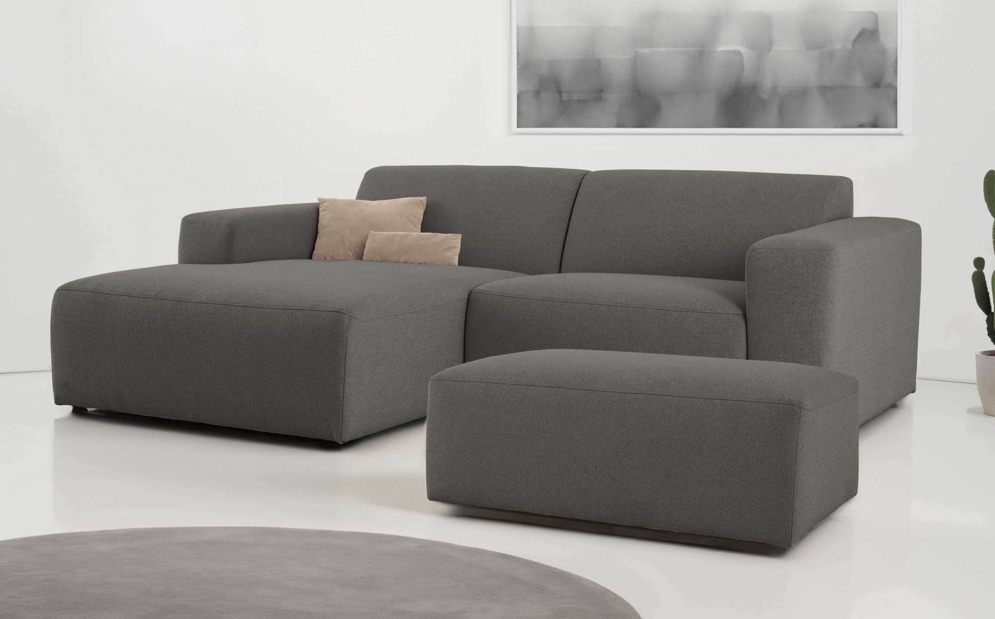 INOSIGN Ecksofa »Koa,228cm, L-Form, Modulsofa, Webstoff, Cord«, Designsofa, Set, Hocker inklusive, weicher Lounge-Sitzkomfort