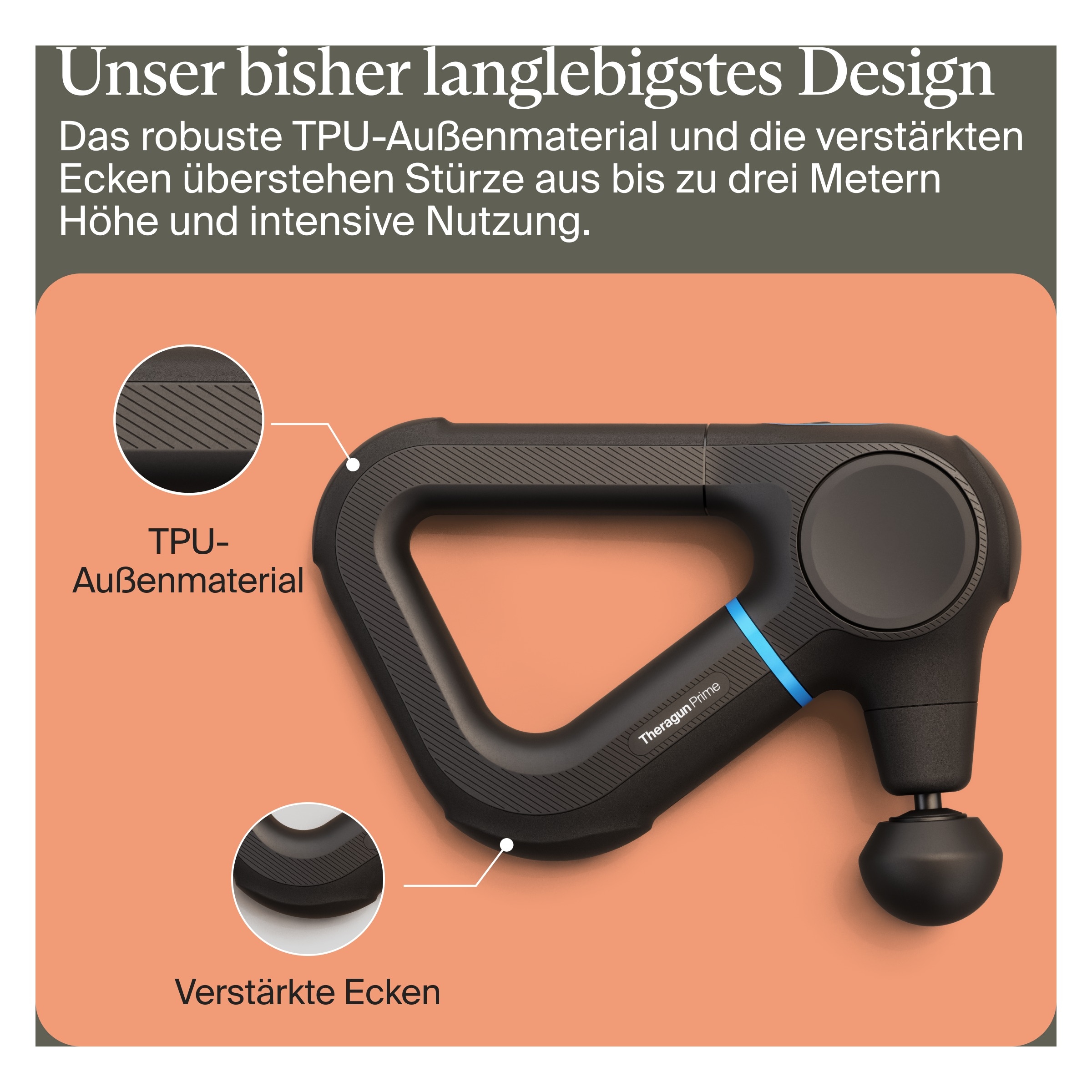 Therabody Massagepistole »Theragun Prime (6.Generation), robusten, stoßfesten Design« Schmerzen lindern, Flexibilität & Leistung steigern, Regeneration