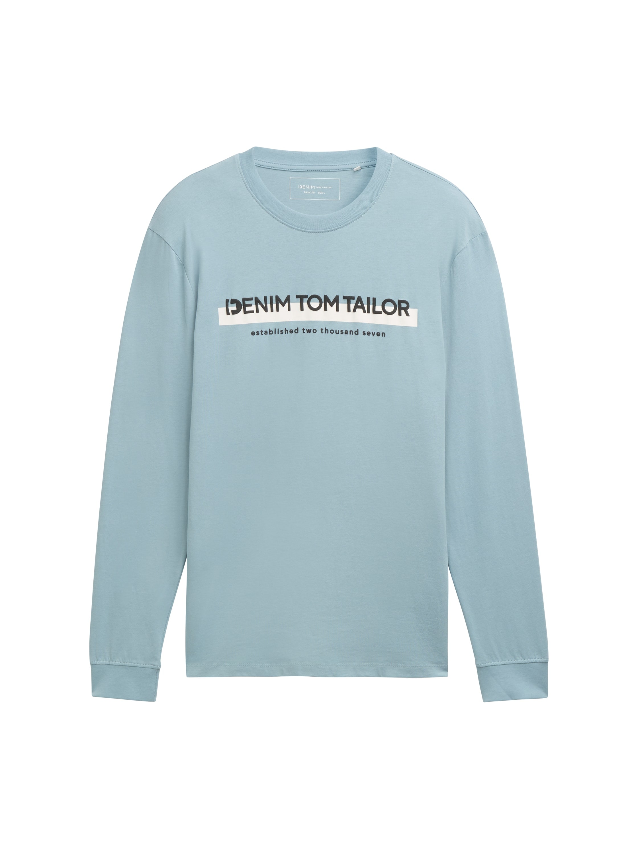 TOM TAILOR Denim Langarmshirt, mit großem Logo-Print vorn