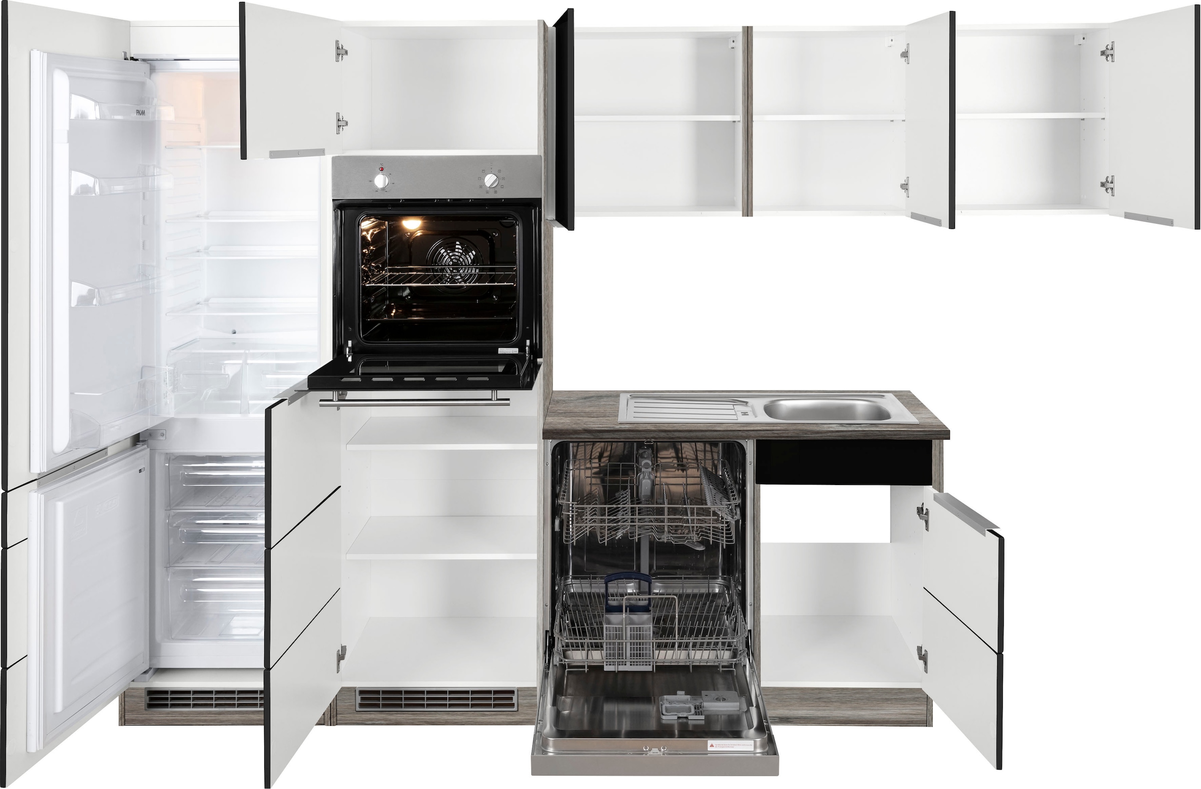 KOCHSTATION Winkelküche »KS-Brindisi Stellbreite 290/170 cm« wahlweise mit E-Geräten und Induktion, mit MDF-Fronten