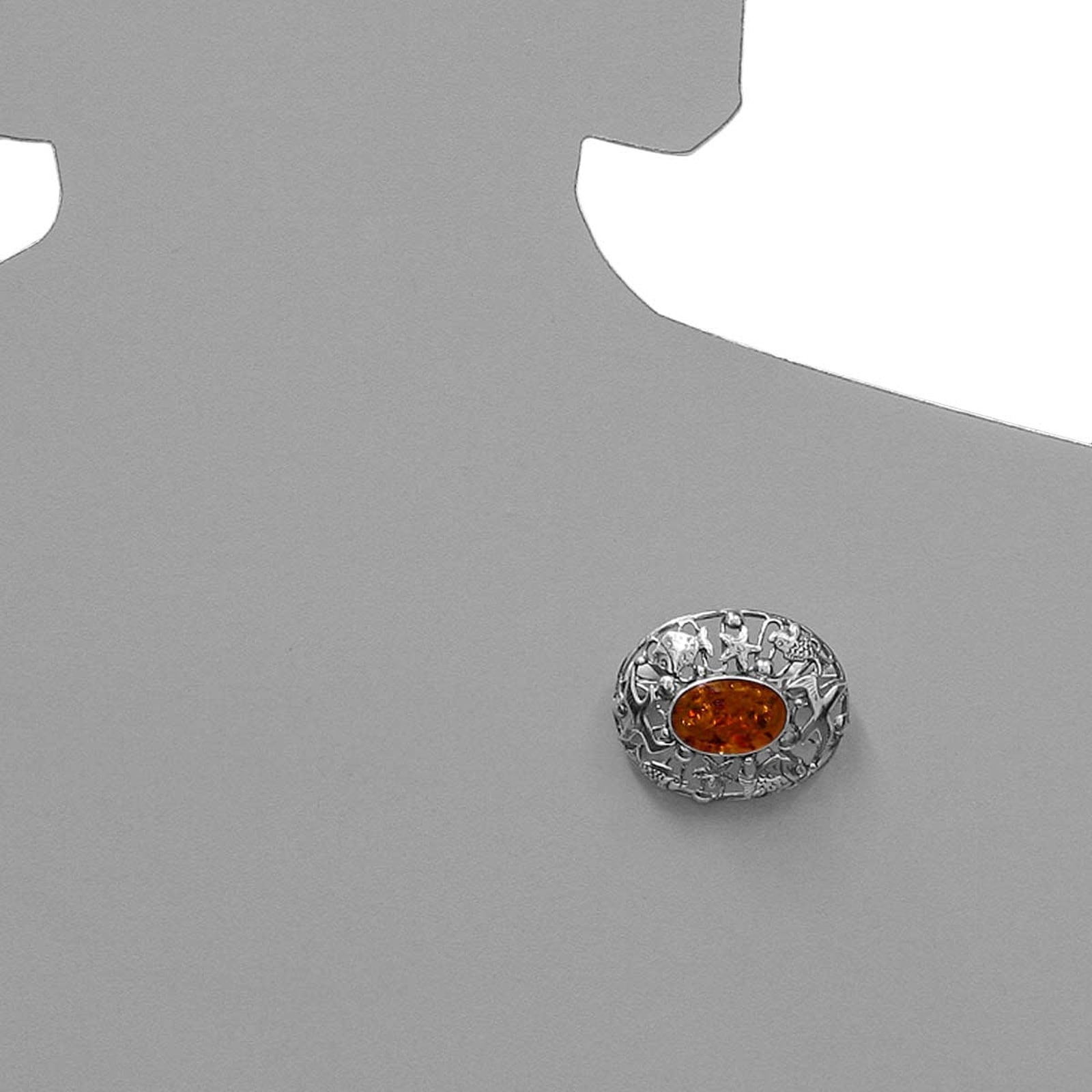 OSTSEE-SCHMUCK Brosche »- Fischland 43x35 mm - Silber 925/000 - Bernstein«