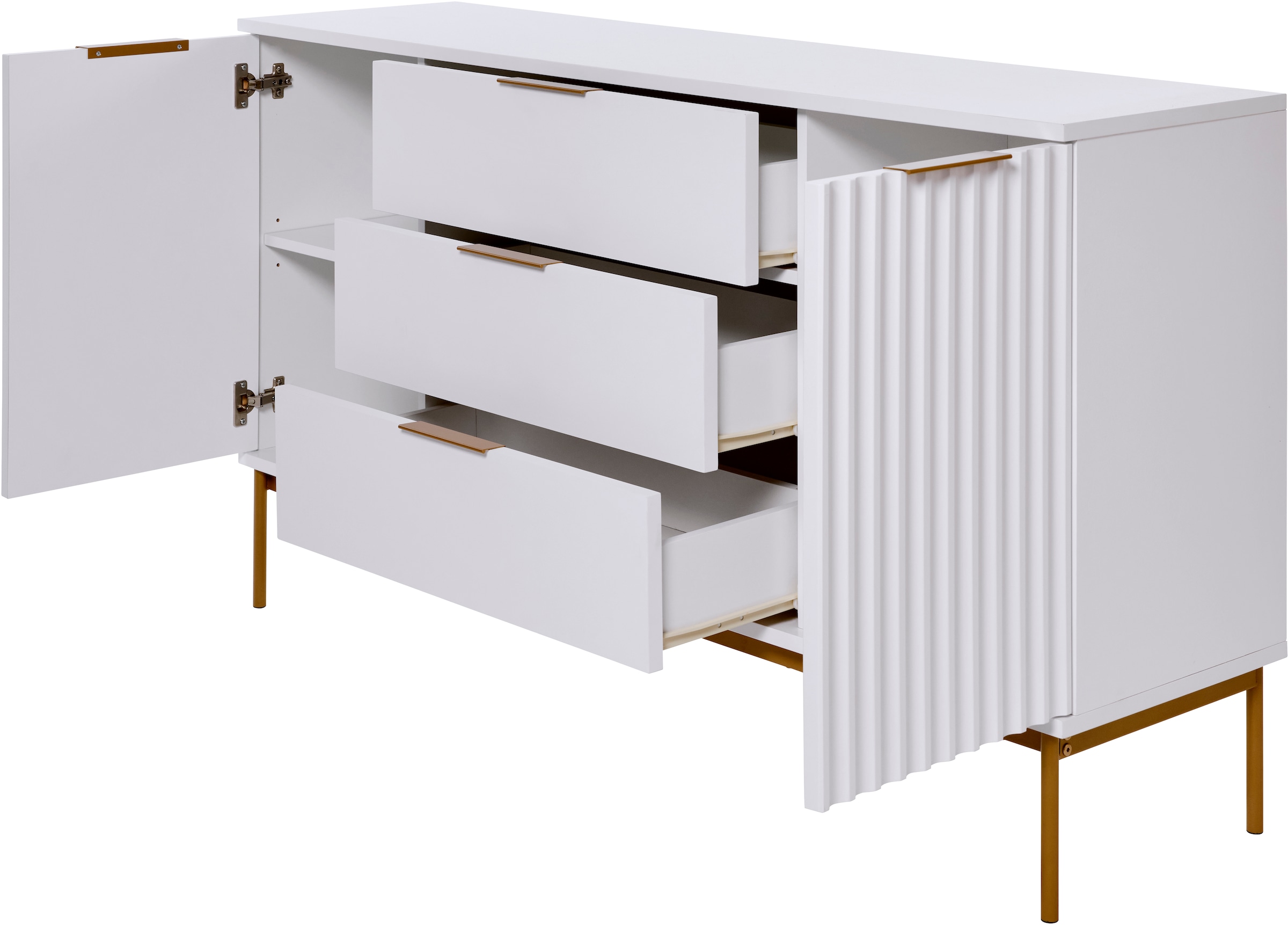 Jahnke Sideboard »CARVE SB 150«, (1 St.), Sideboard, raffiniertes Design, edler Gold-Look, Breite 150 cm