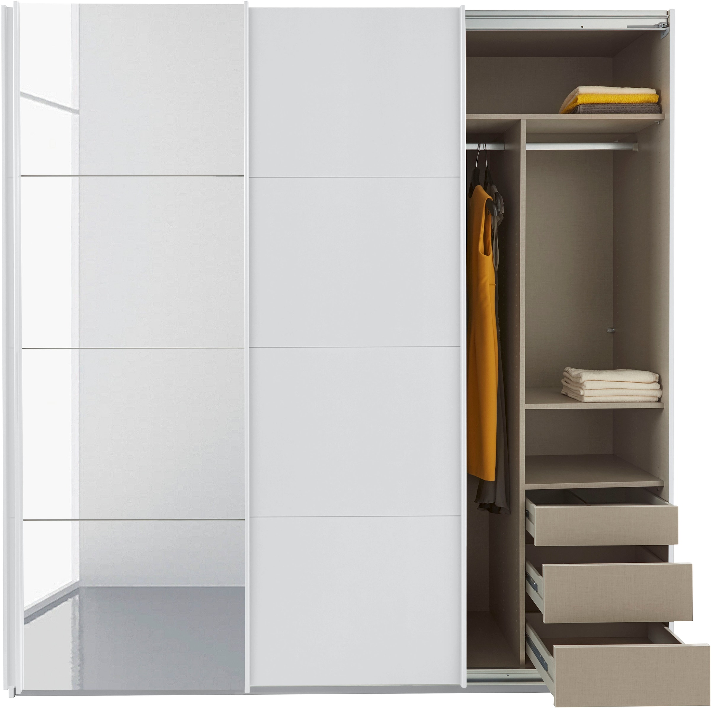 rauch Schwebetürenschrank »Kleiderschrank Schrank Garderobe TOPSELLER OTELI inkl. Inneneinteilung«, mit 3 Innenschubladen sowie zusätzlichen Einlegeböden MADE IN GERMANY