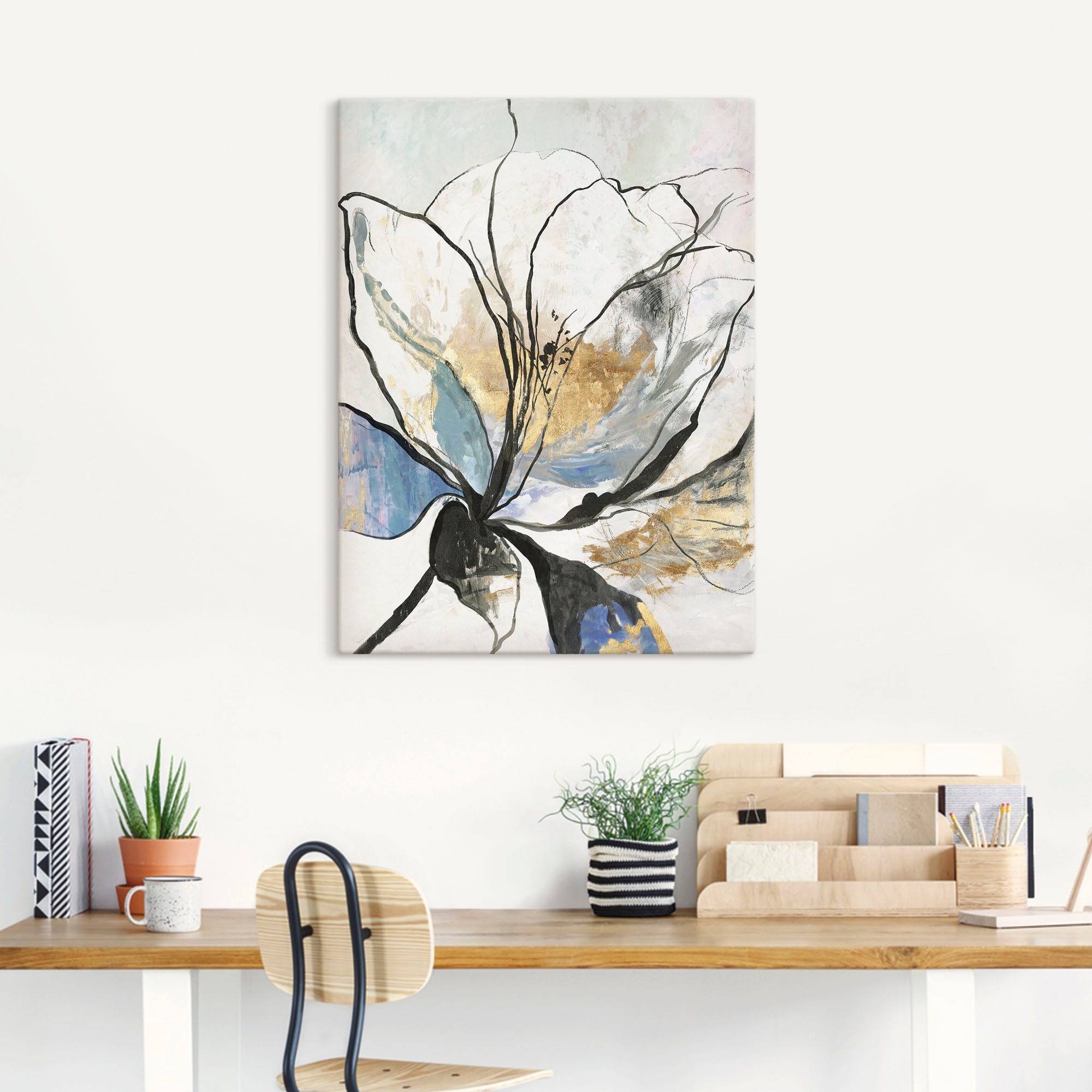 Artland Leinwandbild »Umrissenes Blumenmuster I« Blumenbilder 1 Stk. tlg. auf Holzrahmen gespannt