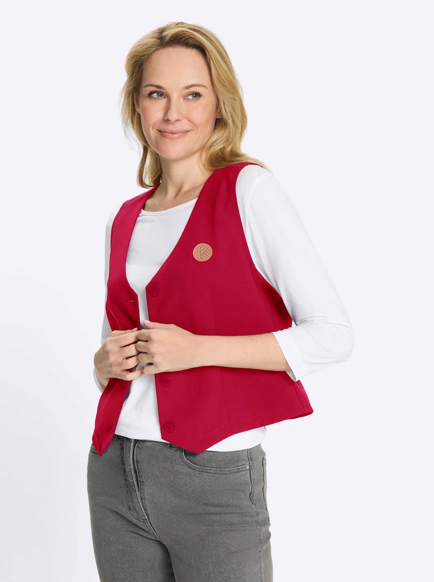 Classic Basics, Damen, Kurzweste, rot, 56, rot, Taillenabnäher