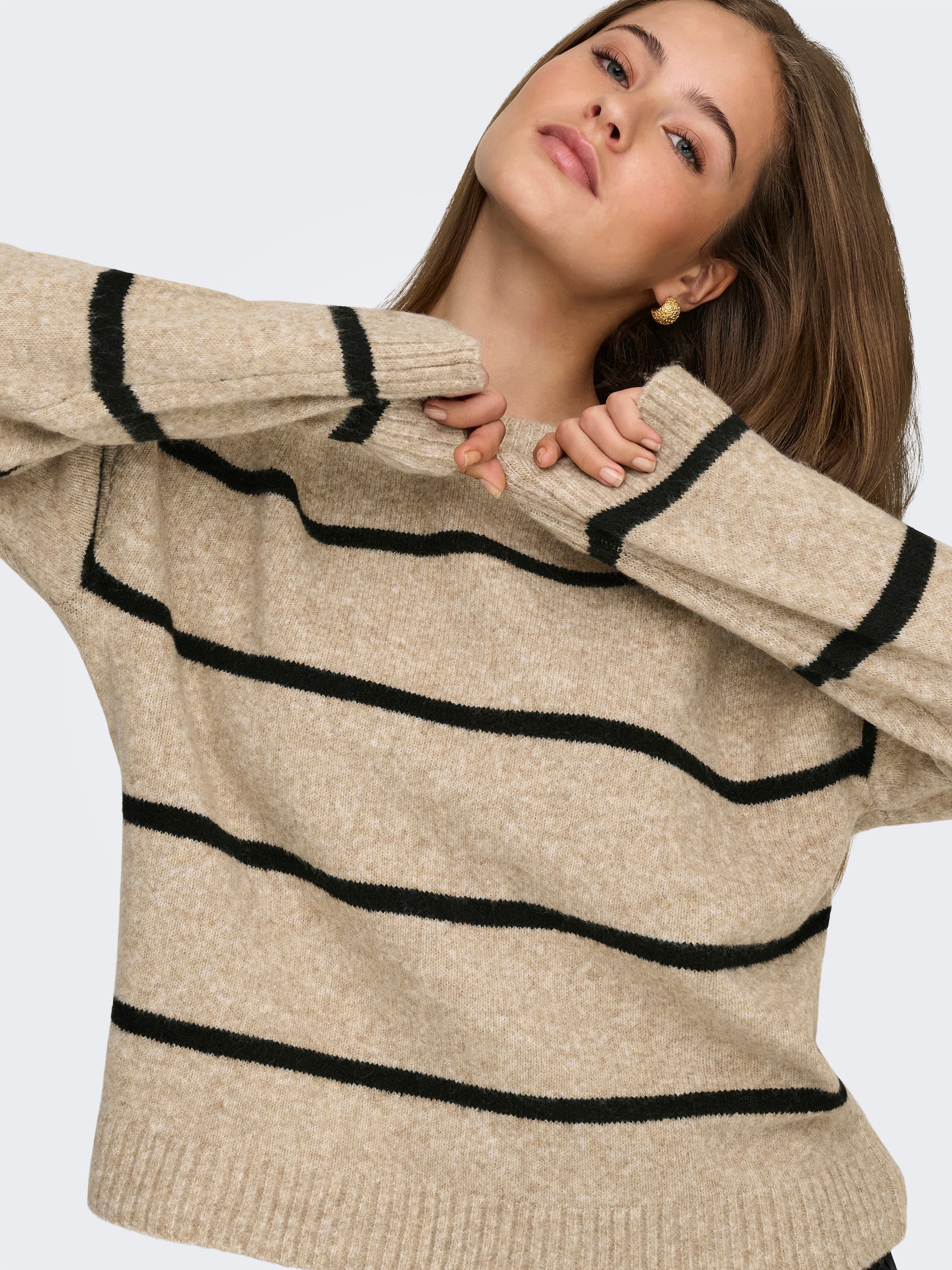 ONLY Strickpullover »ONLOXFORD LIFE LS STRIPE O-NECK KNT«