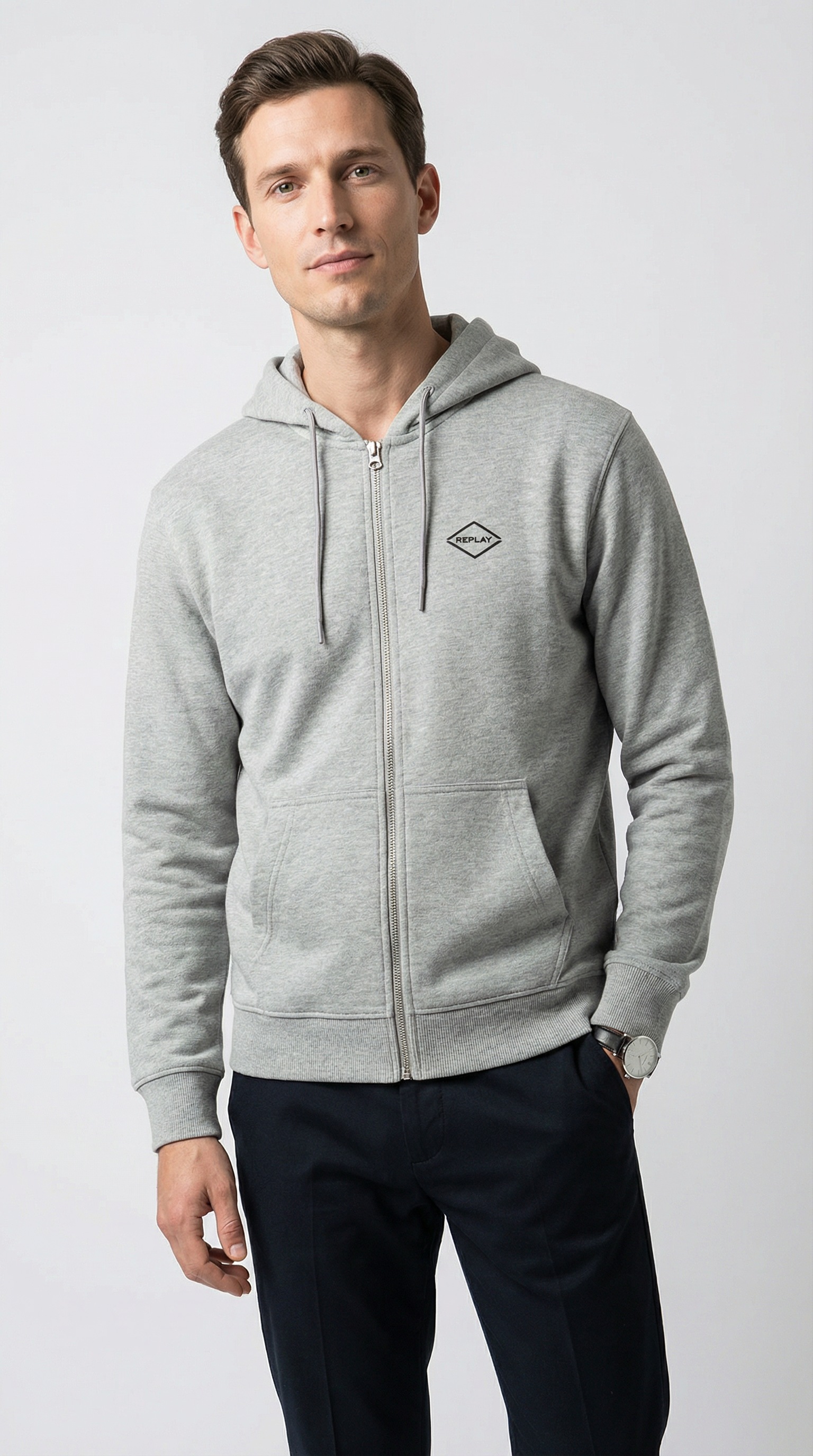 Replay Kapuzensweatjacke aus Baumwolle, Regular Fit
