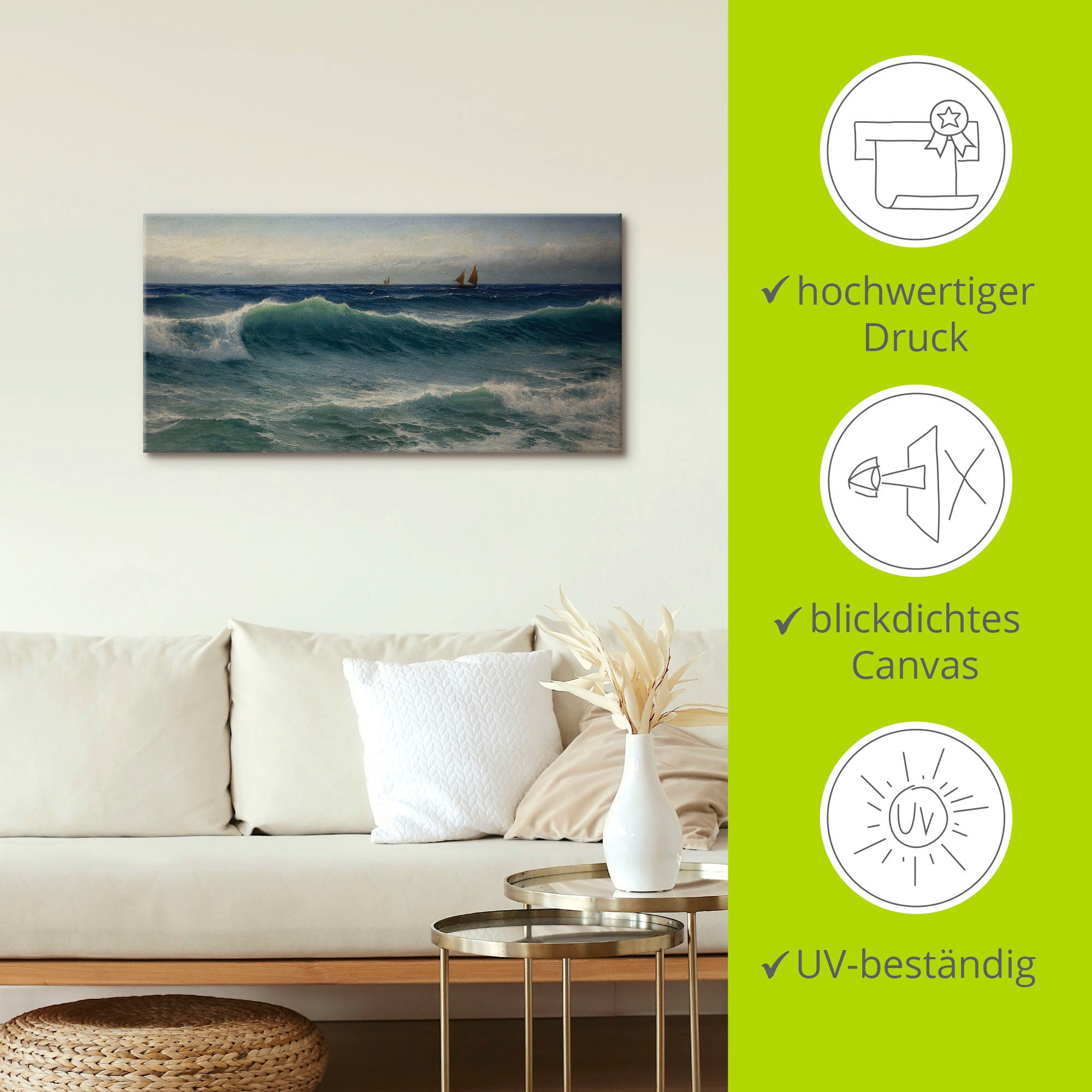 Artland Wandbild »Brechende Wellen. 1893« Gewässer 1 Stk. tlg. als Leinwandbild, Poster in verschied. Größen