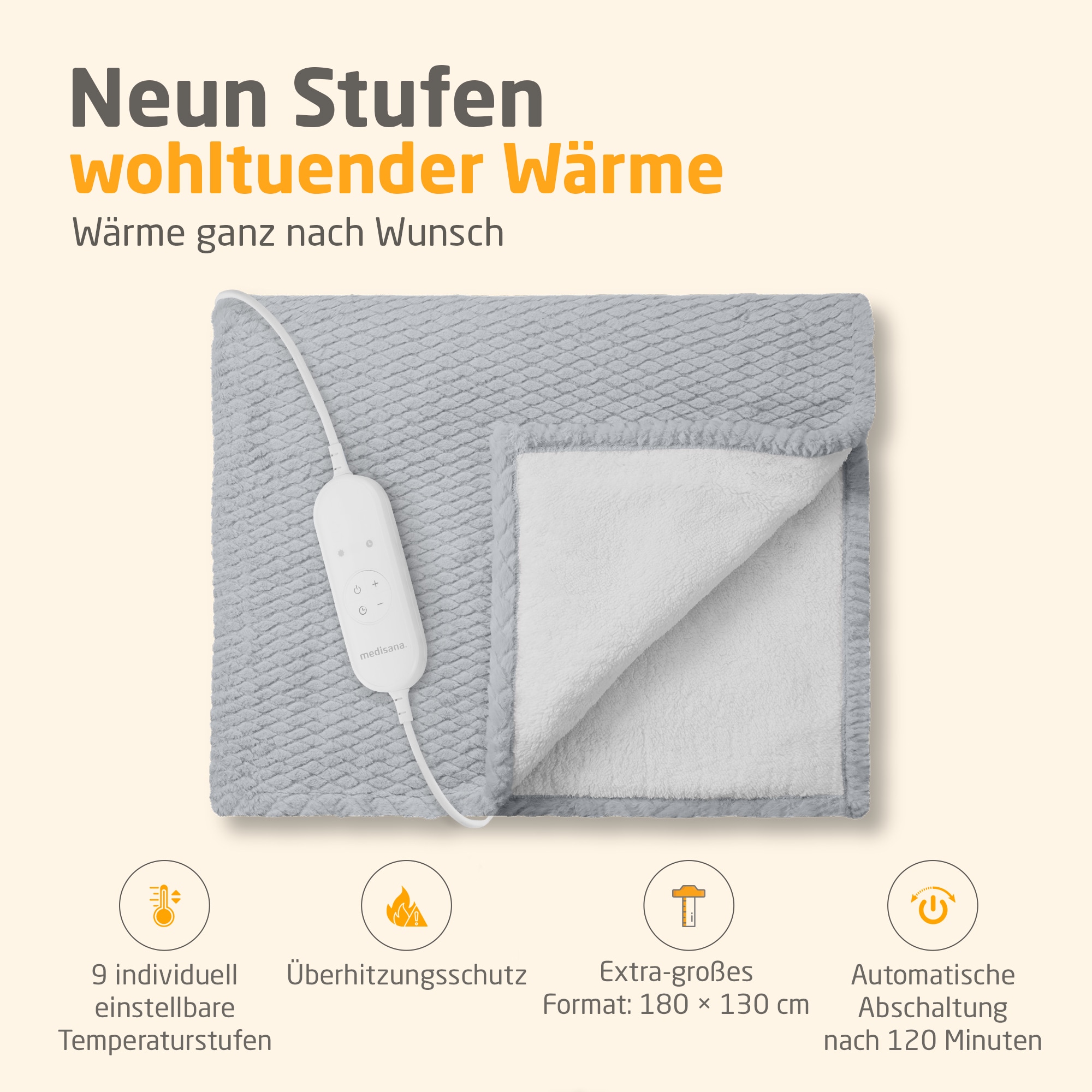 Medisana Heizdecke »HB 416« Heizdecke, 9 Temperaturstufen, autom. Abschaltung, Überhitzungsschutz