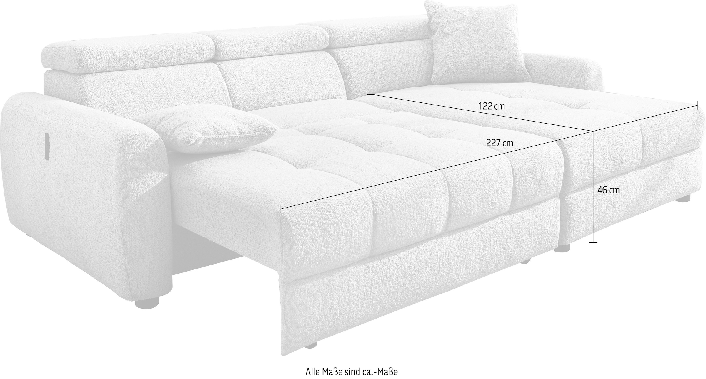 Jockenhöfer Gruppe Ecksofa »Move, L-Form, B: 270cm, mit 60 cm elektrischer Sitztiefenverstellung« 140kg Belastbarkeit je Sitz, Kopfteilverstellung & USB-Anschluss