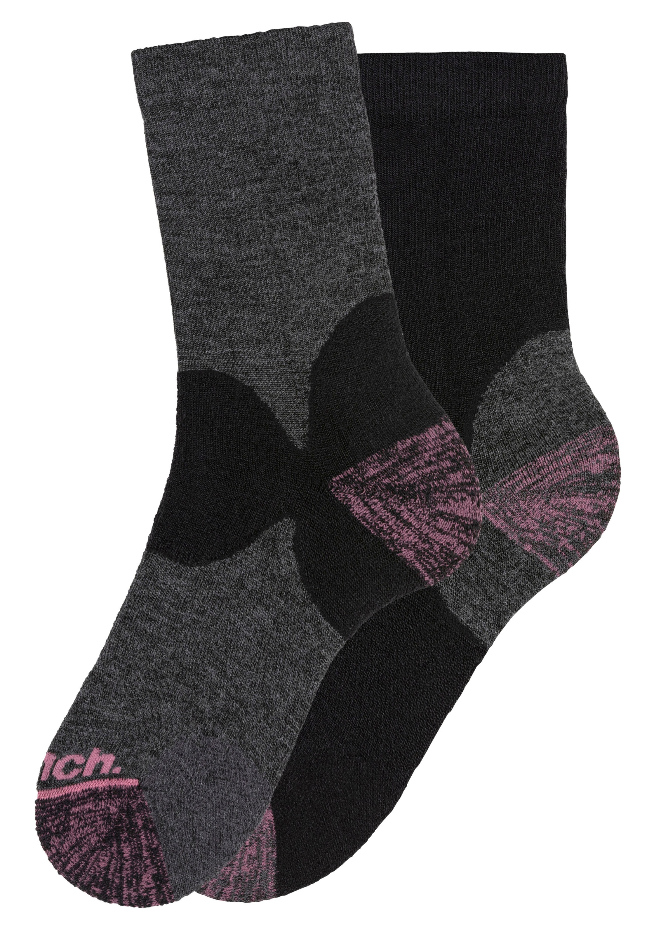 Bench. Wandersocken, (Packung, 2 Paar), Wollsocken aus flauschigem Material mit 36% Wolle