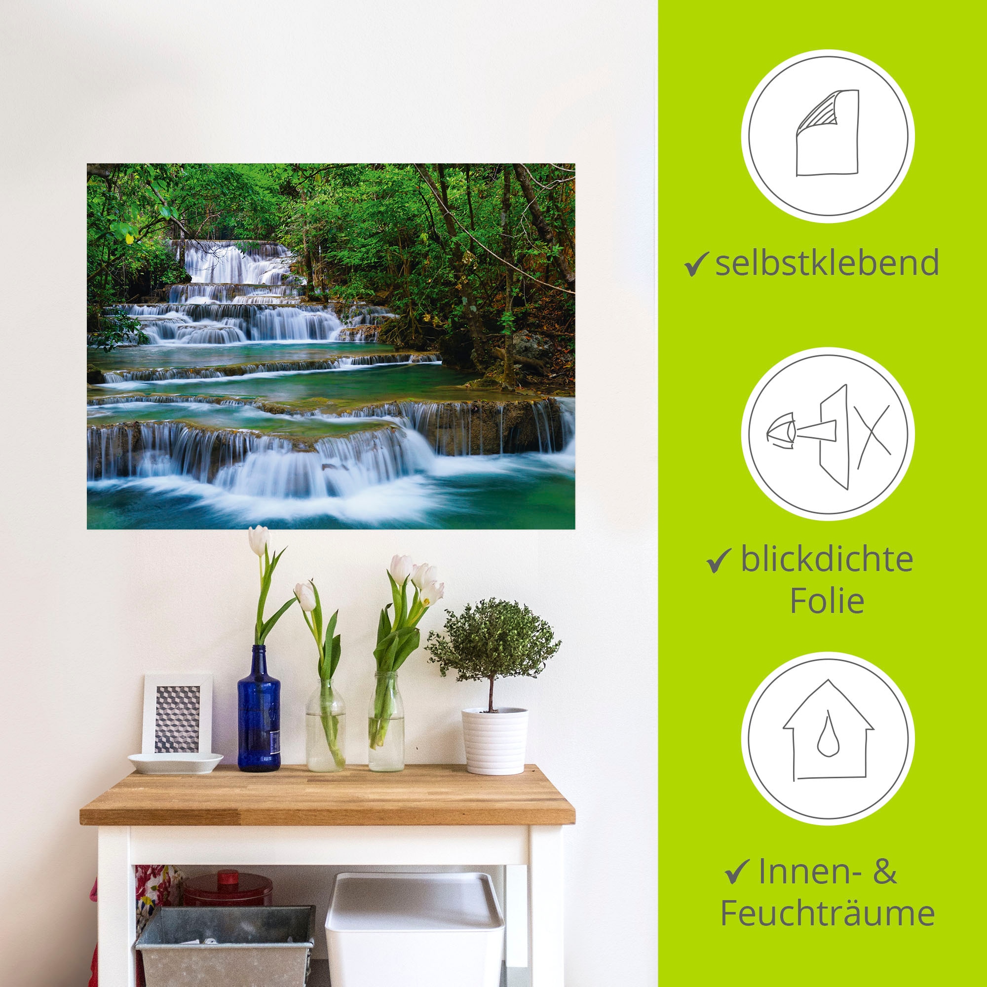 Artland Wandbild »Tiefen Wald Wasserfall«, Gewässer, (1 St.), als Leinwandbild, Poster, Wandaufkleber in verschied. Größen
