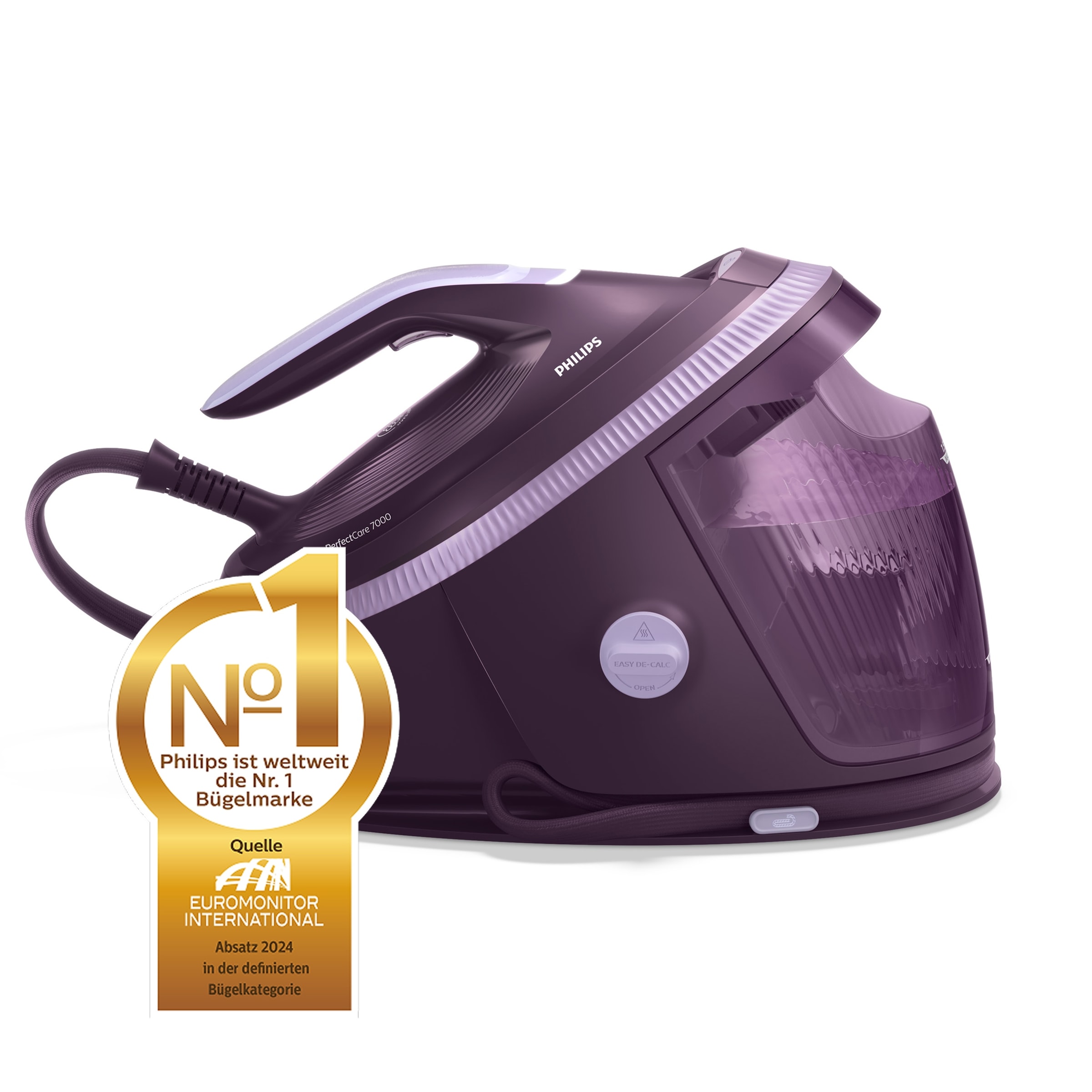 Philips Dampfbügelstation »PerfectCare 7000 Series PSG7200/30, Aubergine« 1,5 ml Wassertank 2.850 Watt, OptimalTemp & TurboPower-Dampfmotor, 600 gr Dampfstoß