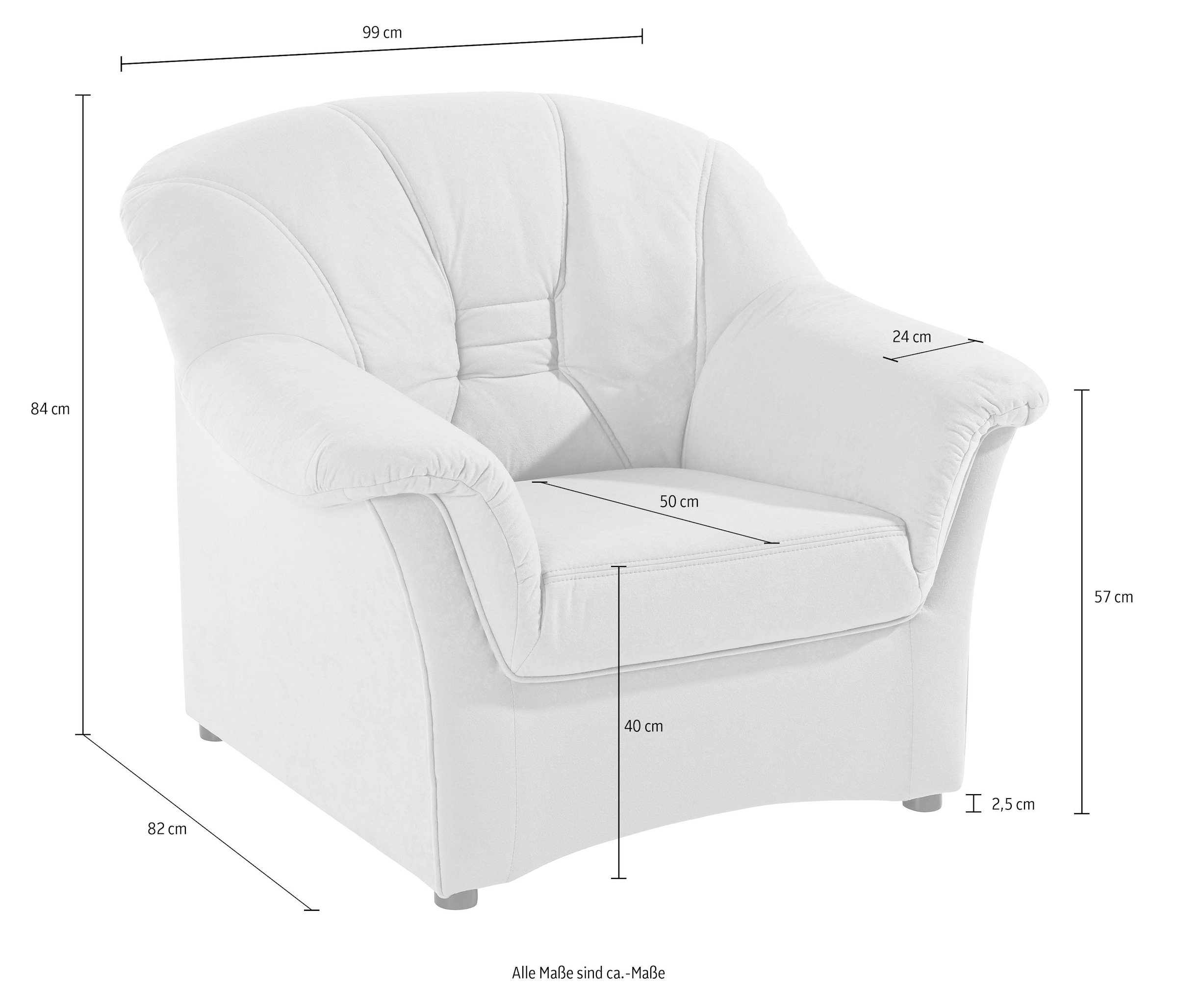 DOMO collection Sessel »Elva, zeitlose Formensprache, elegante Rückensteppung« wahlweise mit Federkern