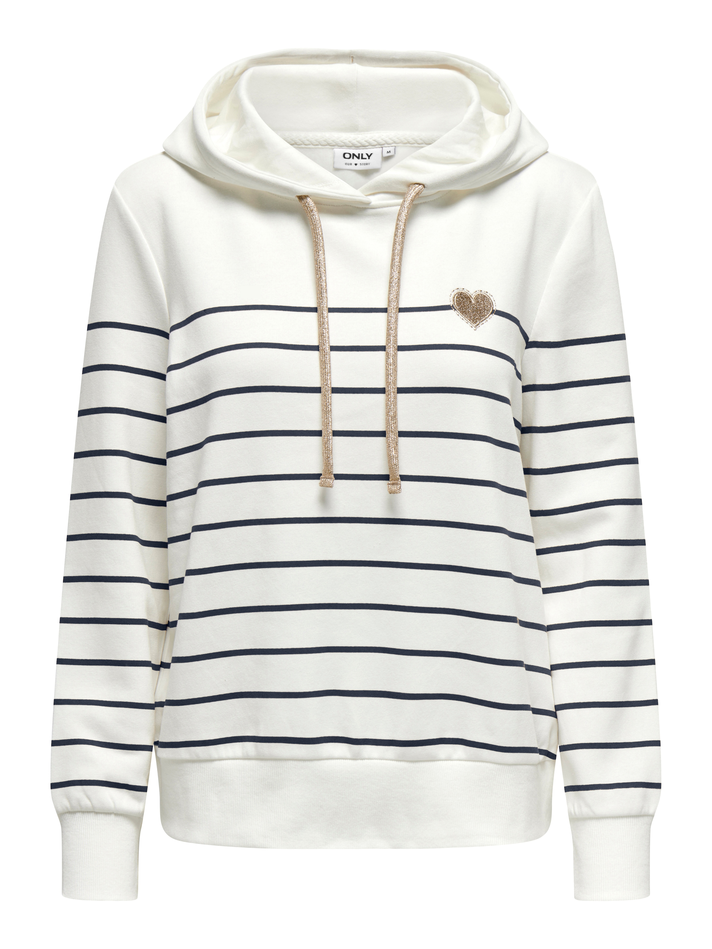 ONLY Kapuzensweatshirt »ONLADELLE L/S STRIPE HOOD SWT«, mit Herz-Stickerei
