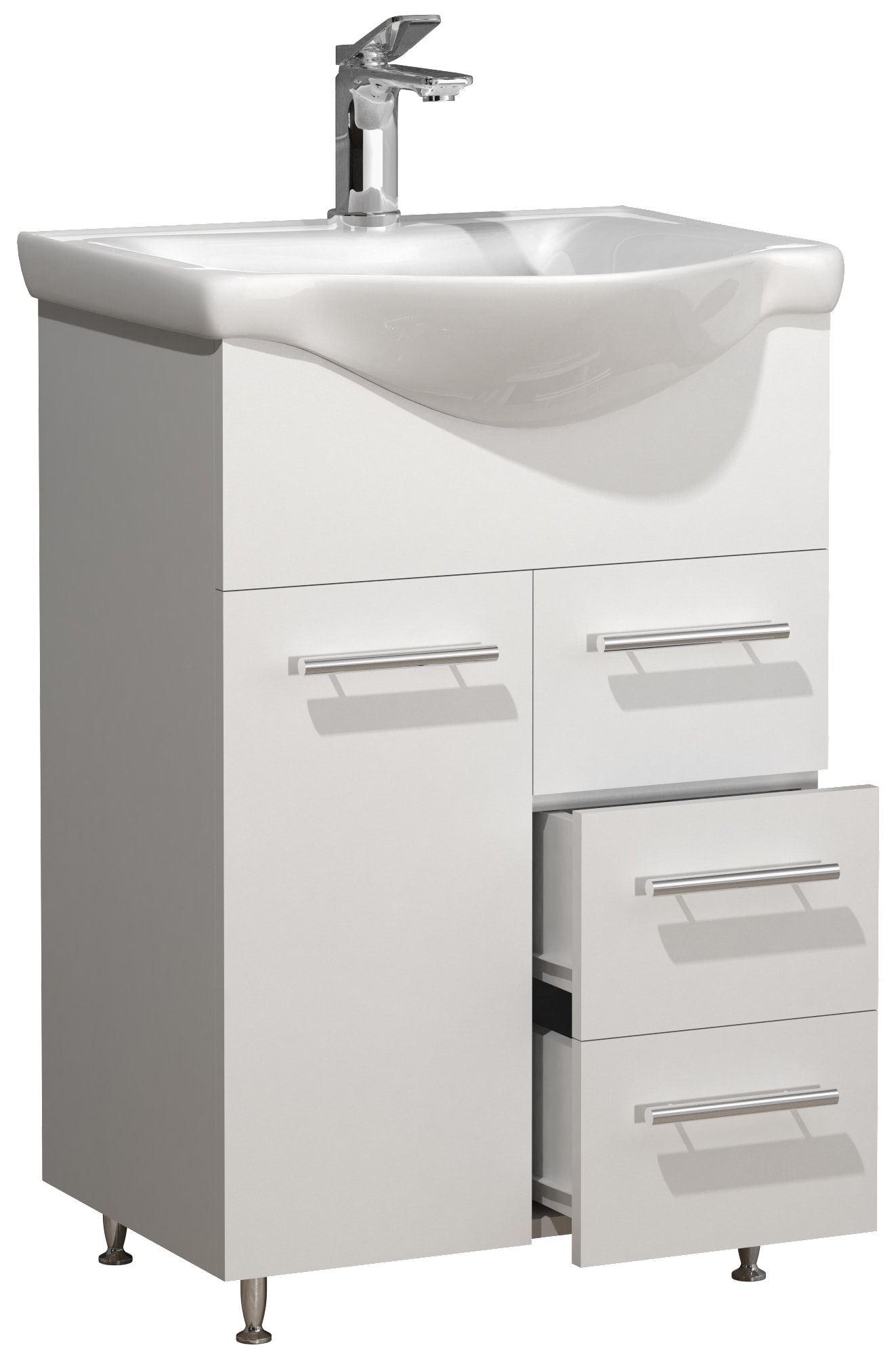 VCM Waschbeckenunterschrank »VCM 2-tlg. Waschplatz Waschtisch Badmöbel Set Waschbecken Schublade Spiegelschrank Lisalo L«, (2 St.)
