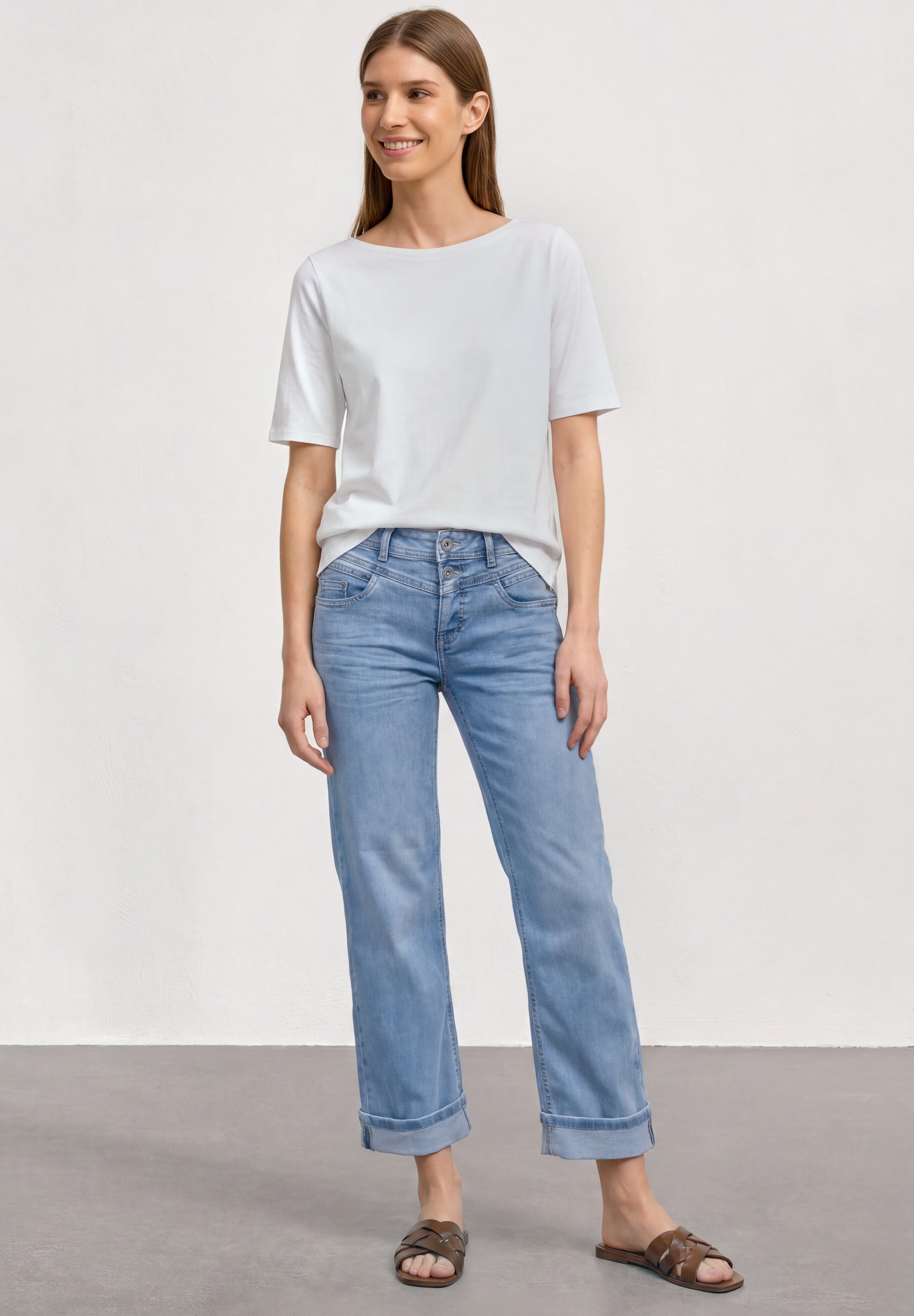 STREET ONE 5-Pocket-Jeans im Casual Fit mit Turn-Up