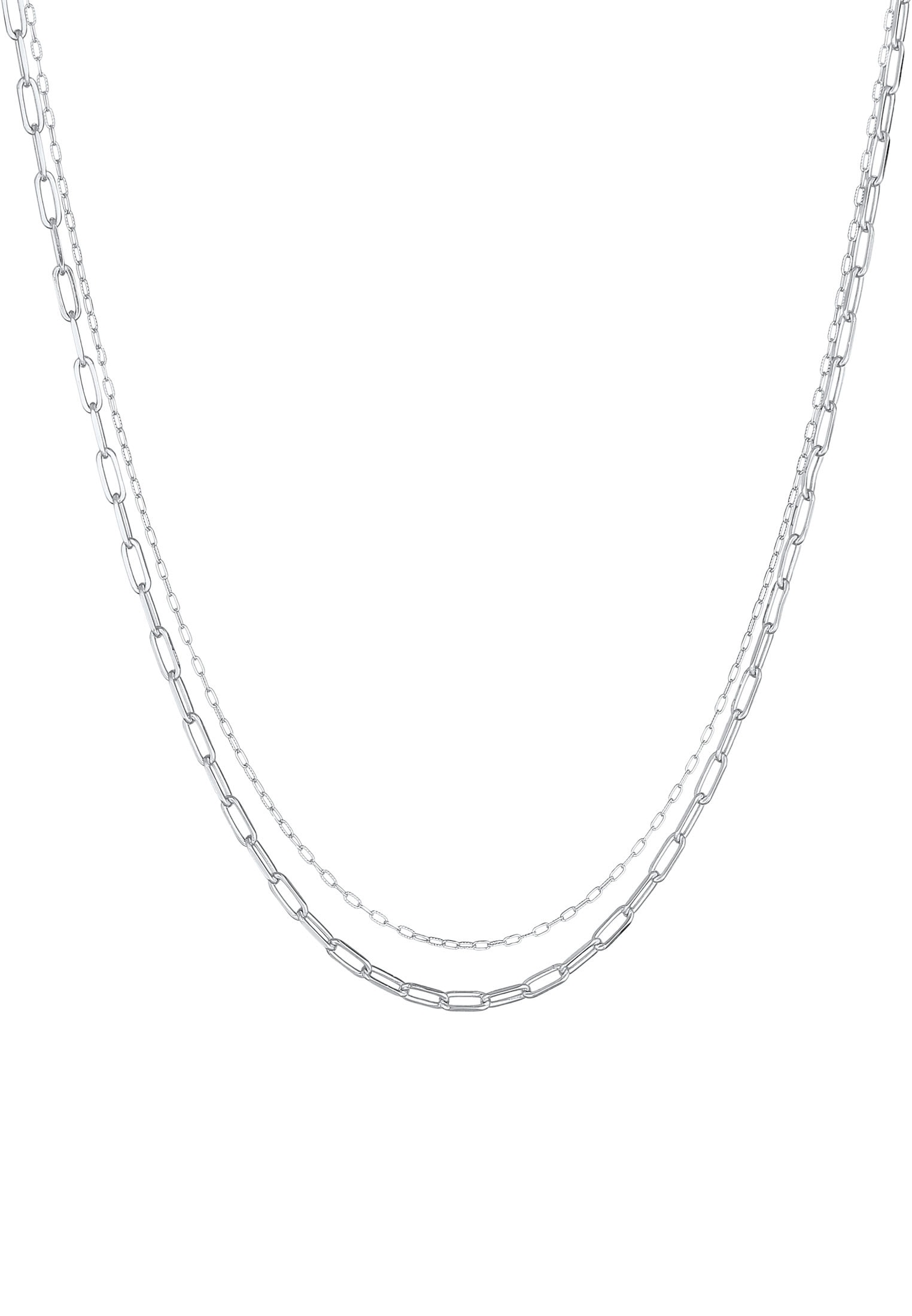 Elli Silberkette »Halskette Layer Glieder Oval Basic Chunky Chain 925 Silber«