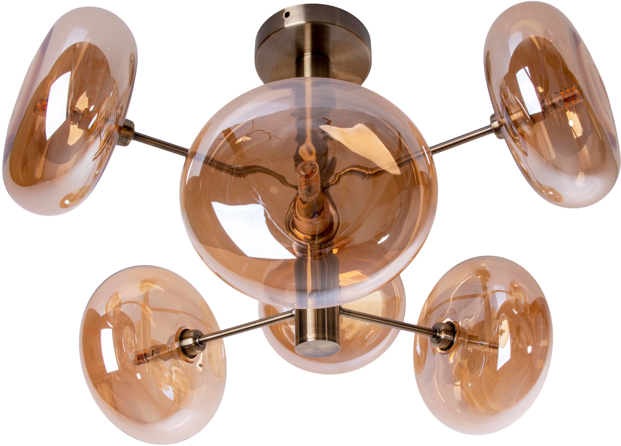 näve Deckenleuchten »Orion« G9 1 Stk. Glasschirme, 6flg. G9, exkl. Leuchtmittel, messing-matt, D: 53cm