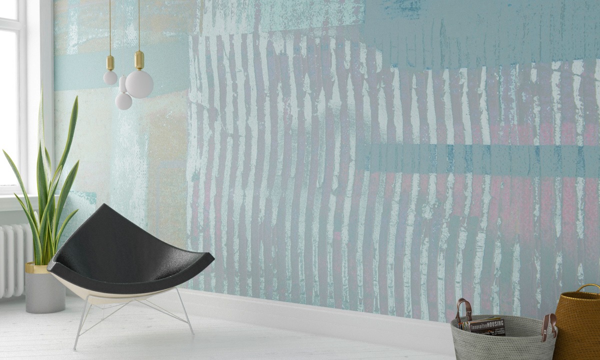 Komar Fototapete »Vlies Fototapete - Lines Mellow grey-bleu - Größe 500 x 280 cm« Motiv | bedruckt glatt