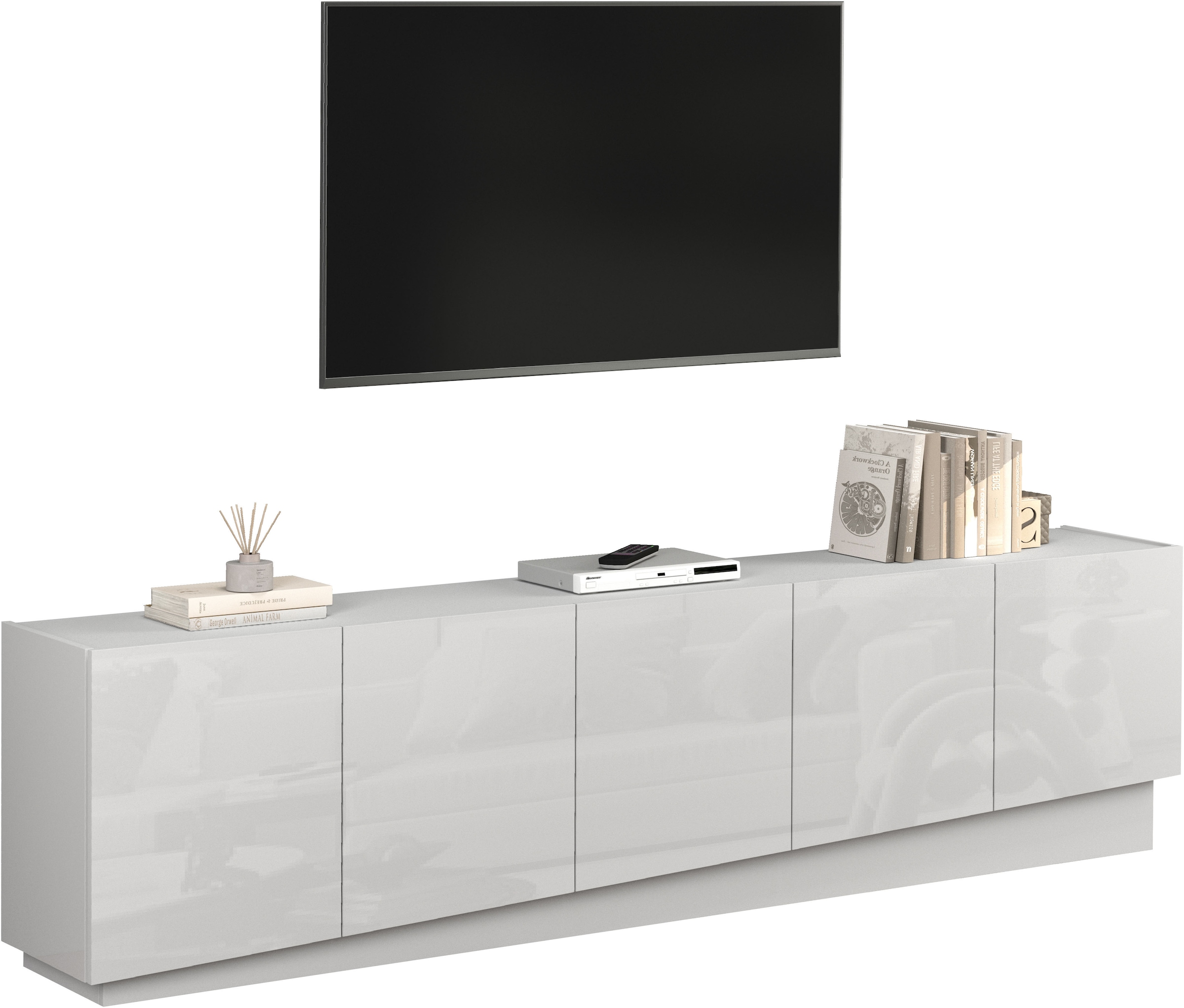 INOSIGN Lowboard »VELA, Höhe 60 cm, Breite 225 cm,Design mit schrägen Türen« 1 Stk. tlg. Made in Italy, Maße-B/T/H: 225x35x60, Lowboard, TV-Board, TV-Kommode