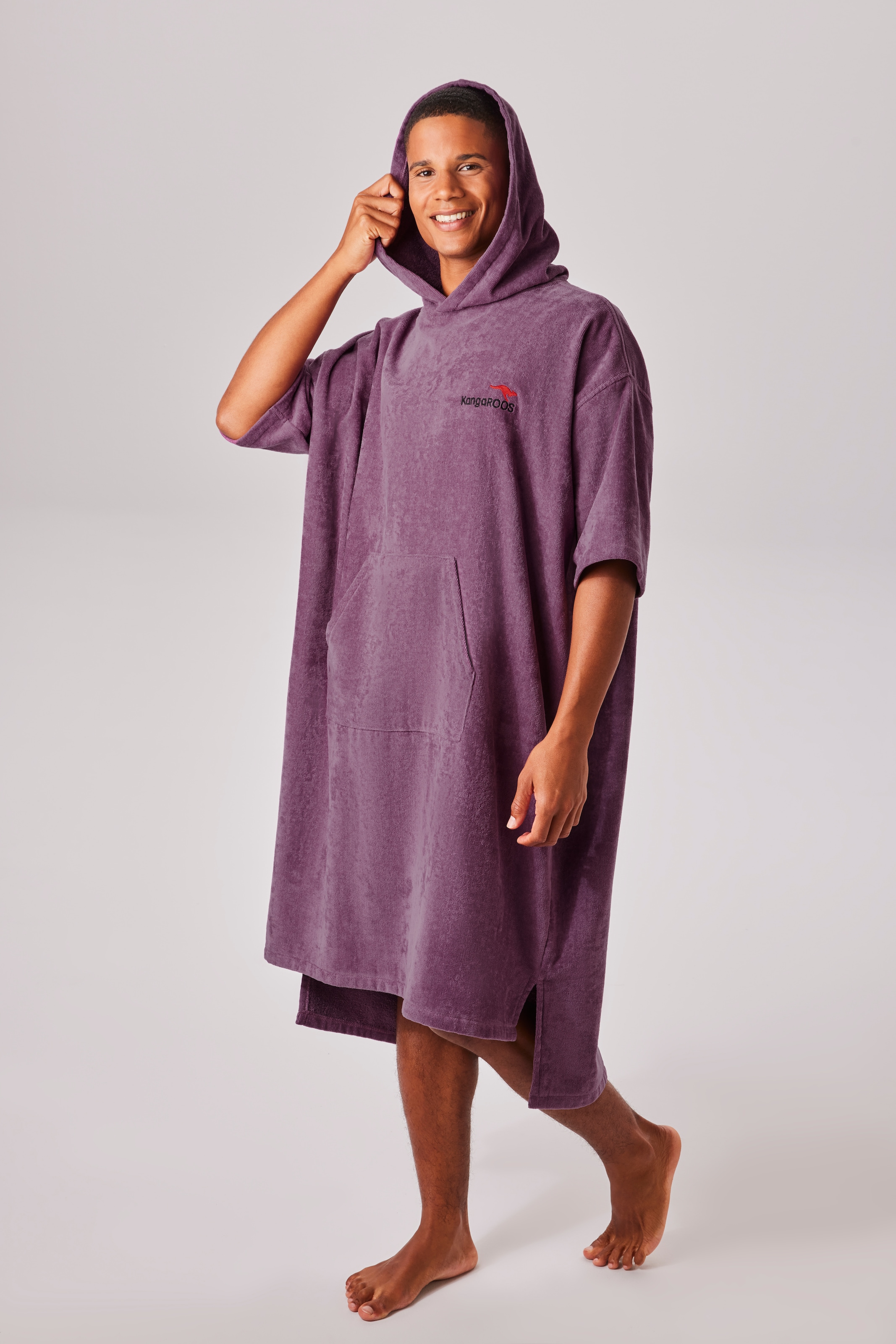 KangaROOS Badeponcho »Summer, ideal für Sauna, Spa & im Urlaub, Damen & Herren« 1 Stk. tlg., Surfponcho, mit Bauchtasche, 100% Baumwolle, Frottee