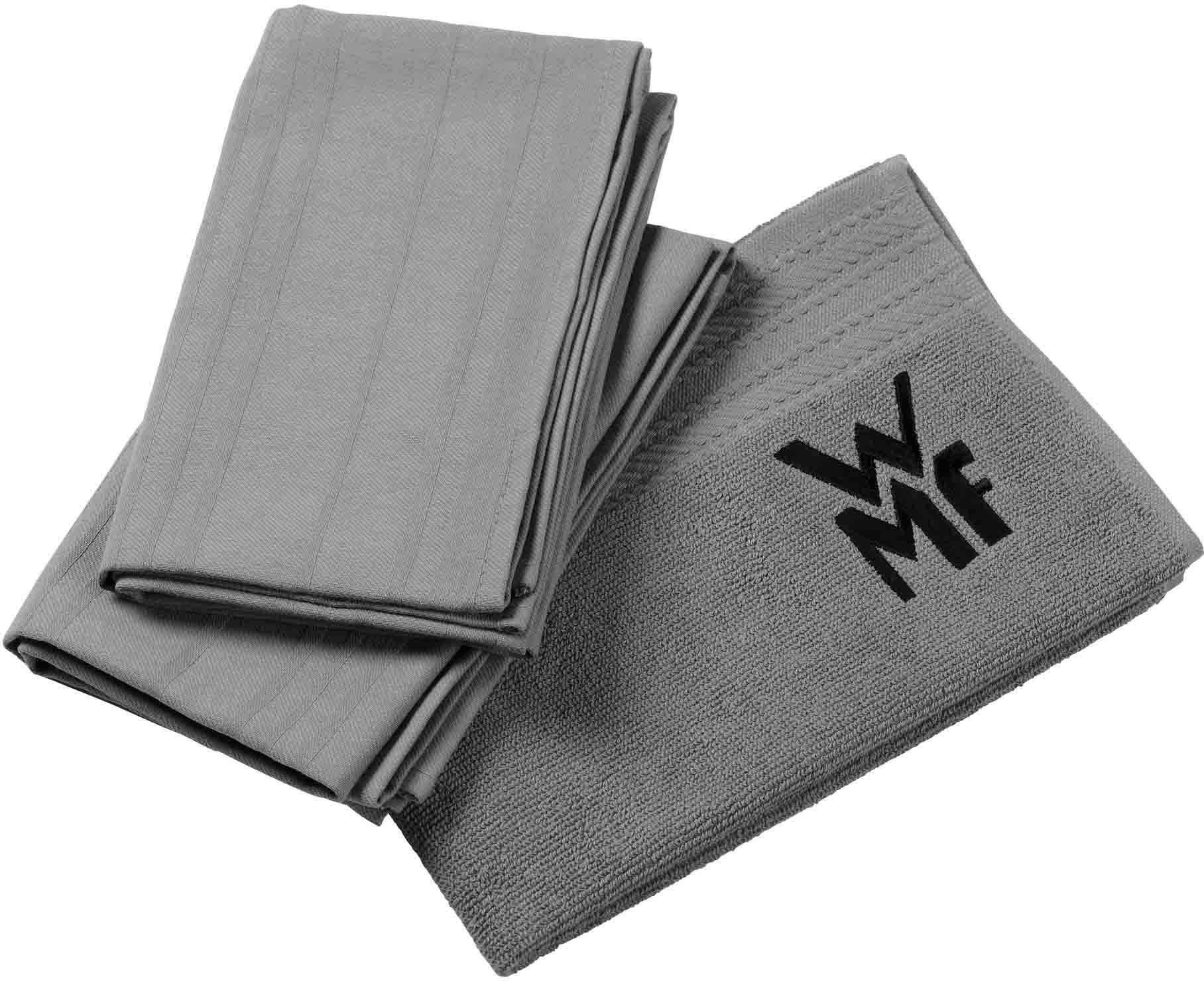 WMF Topf-Set »Inspiration«, Cromargan® Edelstahl Rostfrei 18/10, (Set, 12 tlg., Kochtopf Ø 16/20/24 cm, Bratentopf Ø 20 cm, 1 Stieltopf, 3 Handtücher)