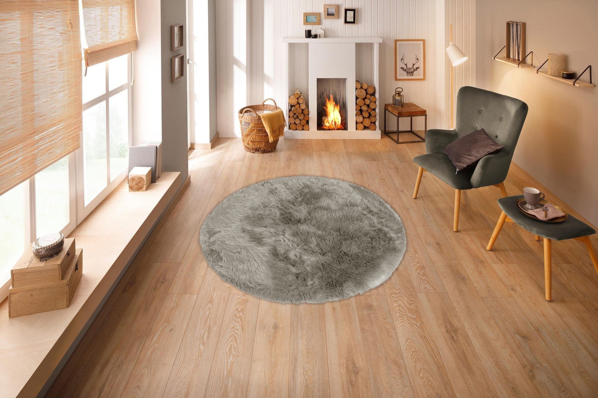 Home affaire Fellteppich »Valeria«, rund, 60 mm Höhe, Kunstfell Teppich, besonders weich und flauschig, fußbodenheizungsgeeignet, pflegeleicht, ideale Teppiche für Wohnzimmer, Schlafzimmer und Esszimmer