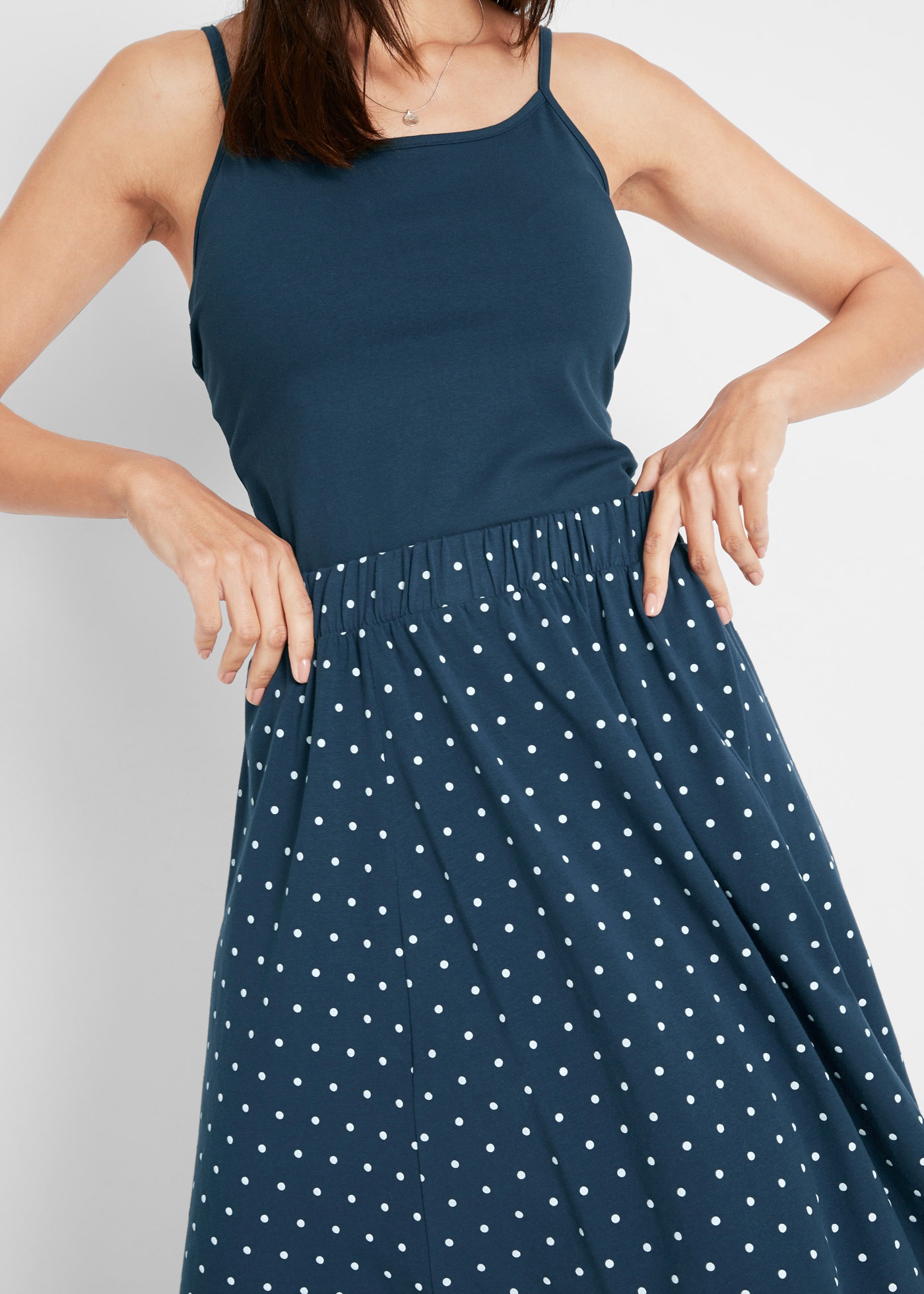 bonprix Jerseyrock Packung, 2 Stk. aus Baumwollmischung, A-Linie Passform, mit Gummizug