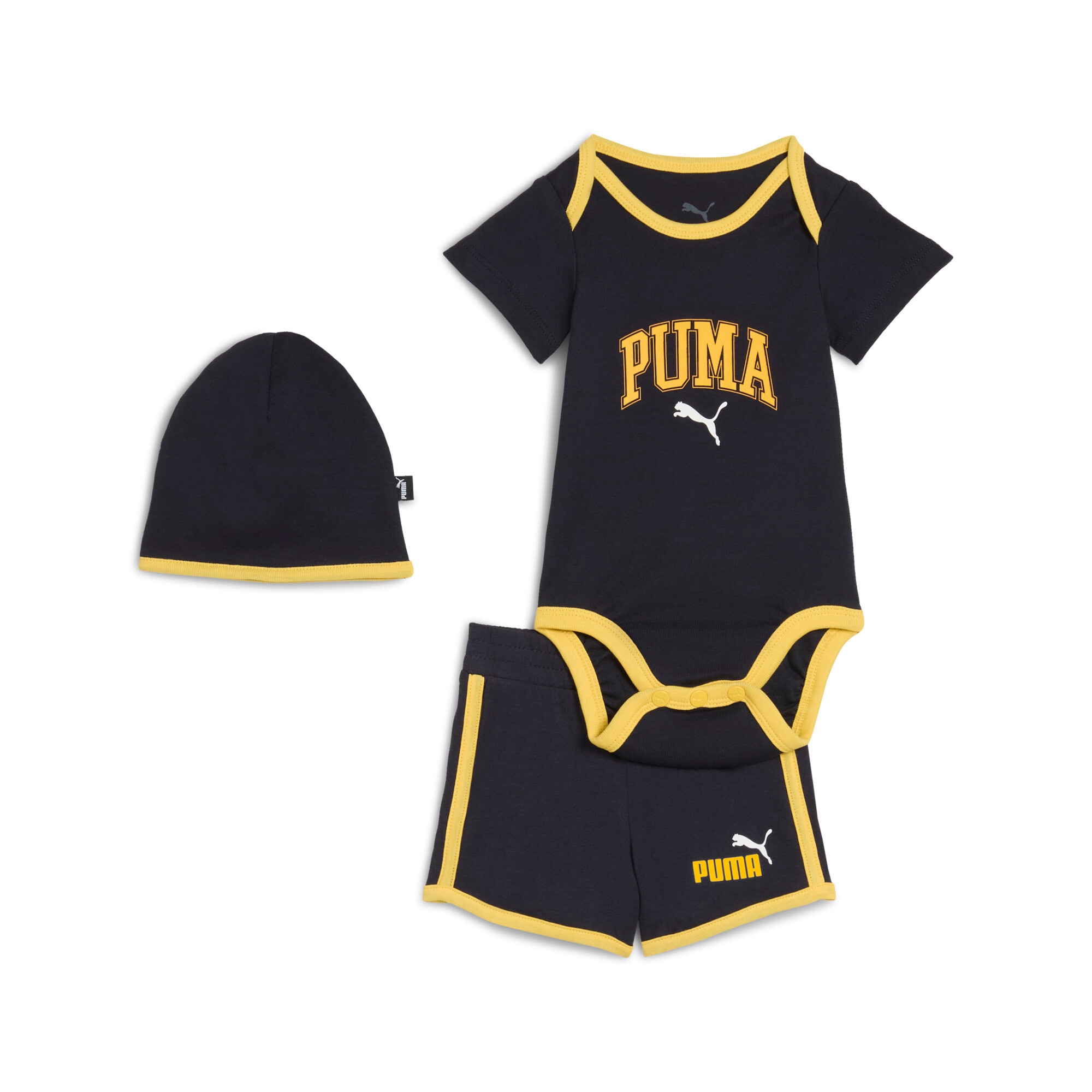 PUMA Trainingsanzug »MINICATS  CLASS BORN 3-PIECE SET INF« 2 Stk. 3-teiliges Set mit Body, Shorts und Accessoire, sportlicher Stil