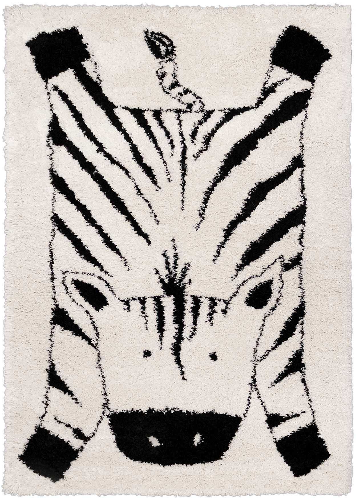 Primaflor-Ideen in Textil Kinderteppich »NOMAD - Zebra«, rechteckig, 35 mm Höhe, Hochflor, Motiv Zebra, weich & kuschelig, Kinderzimmer