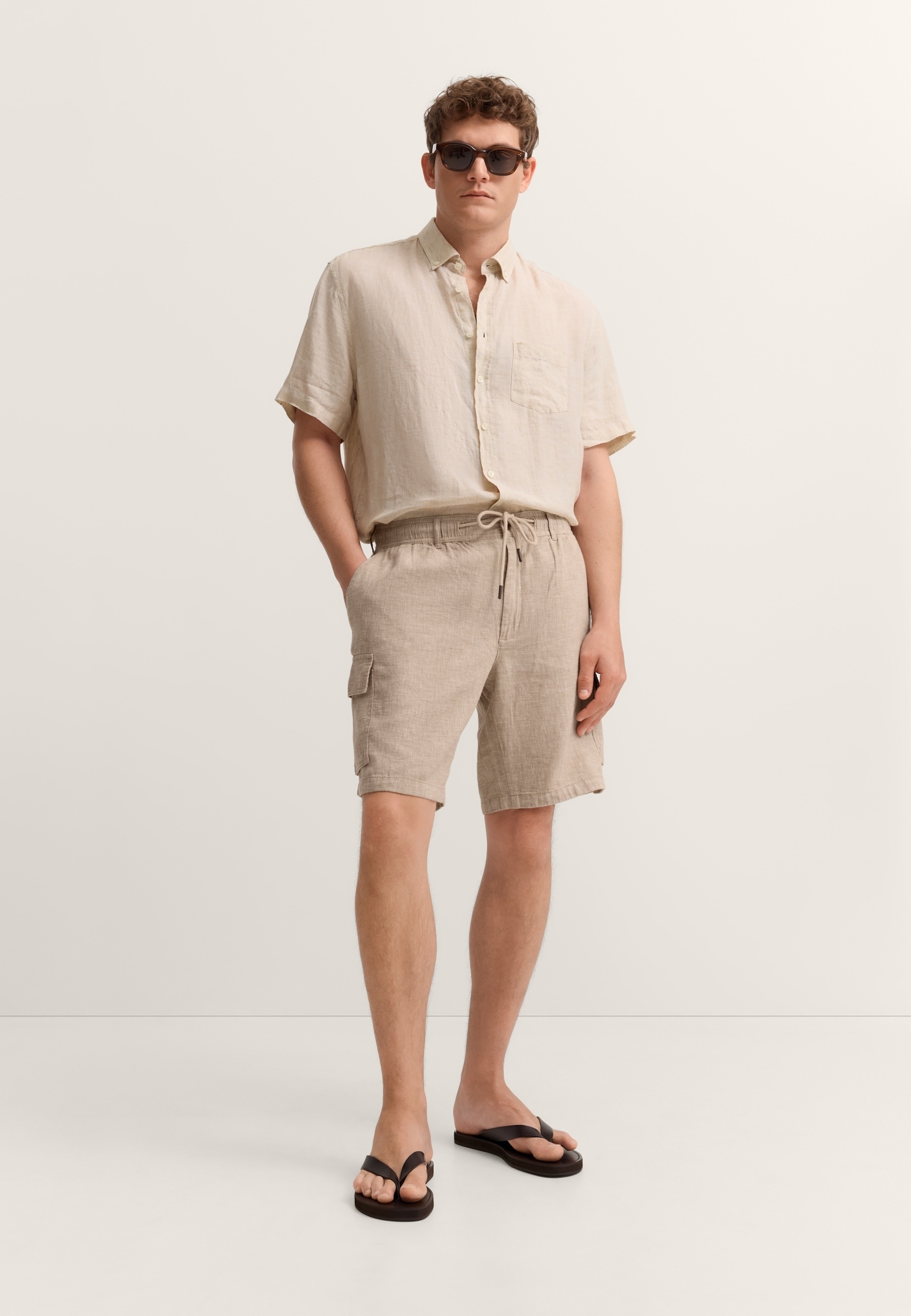 bugatti Bermudas  Leinen-Mix mit Kargo-Taschen