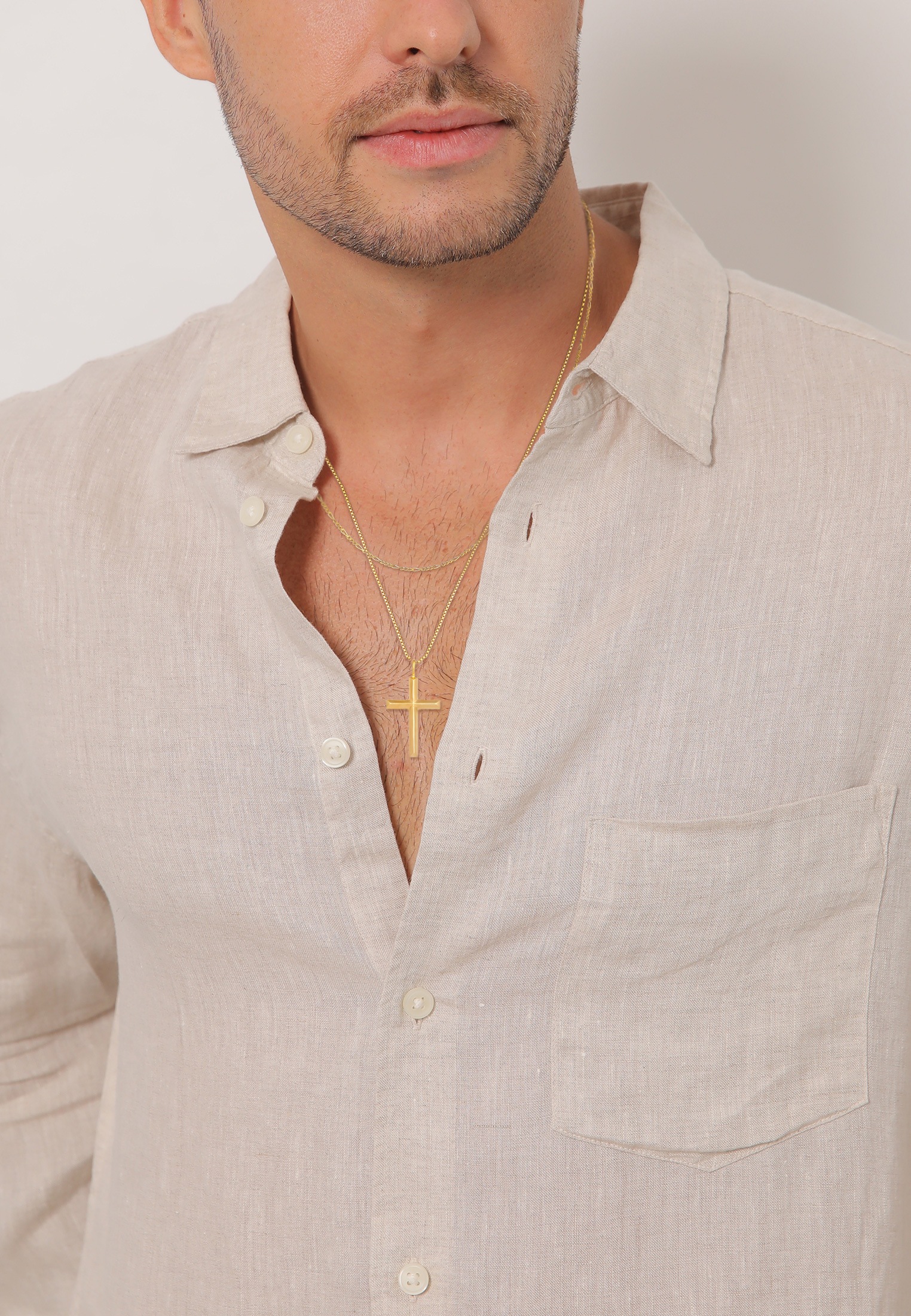 Kuzzoi Kette mit Anhänger »Halskette Herren Layer Kreuz Religion 925 Silber«