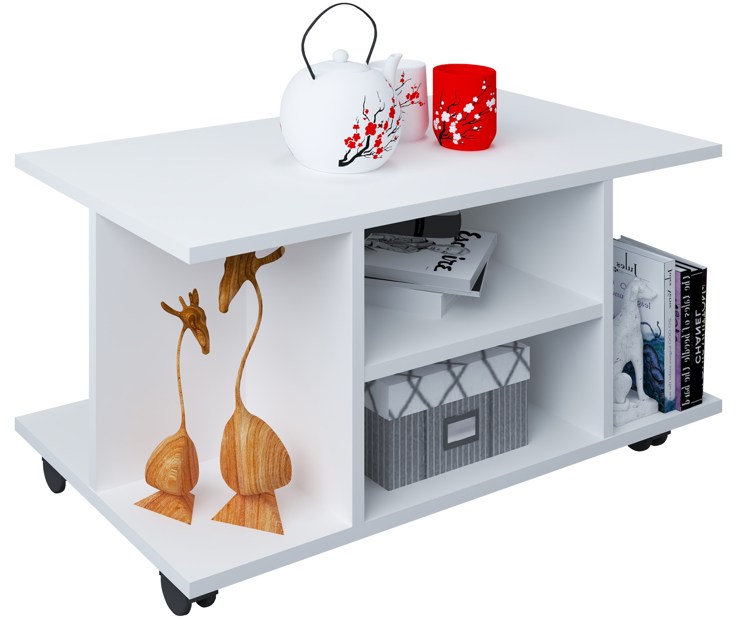 VCM Couchtisch "Holz Sofatisch Couchtisch Rollen Findula" 1 Stk. tlg.