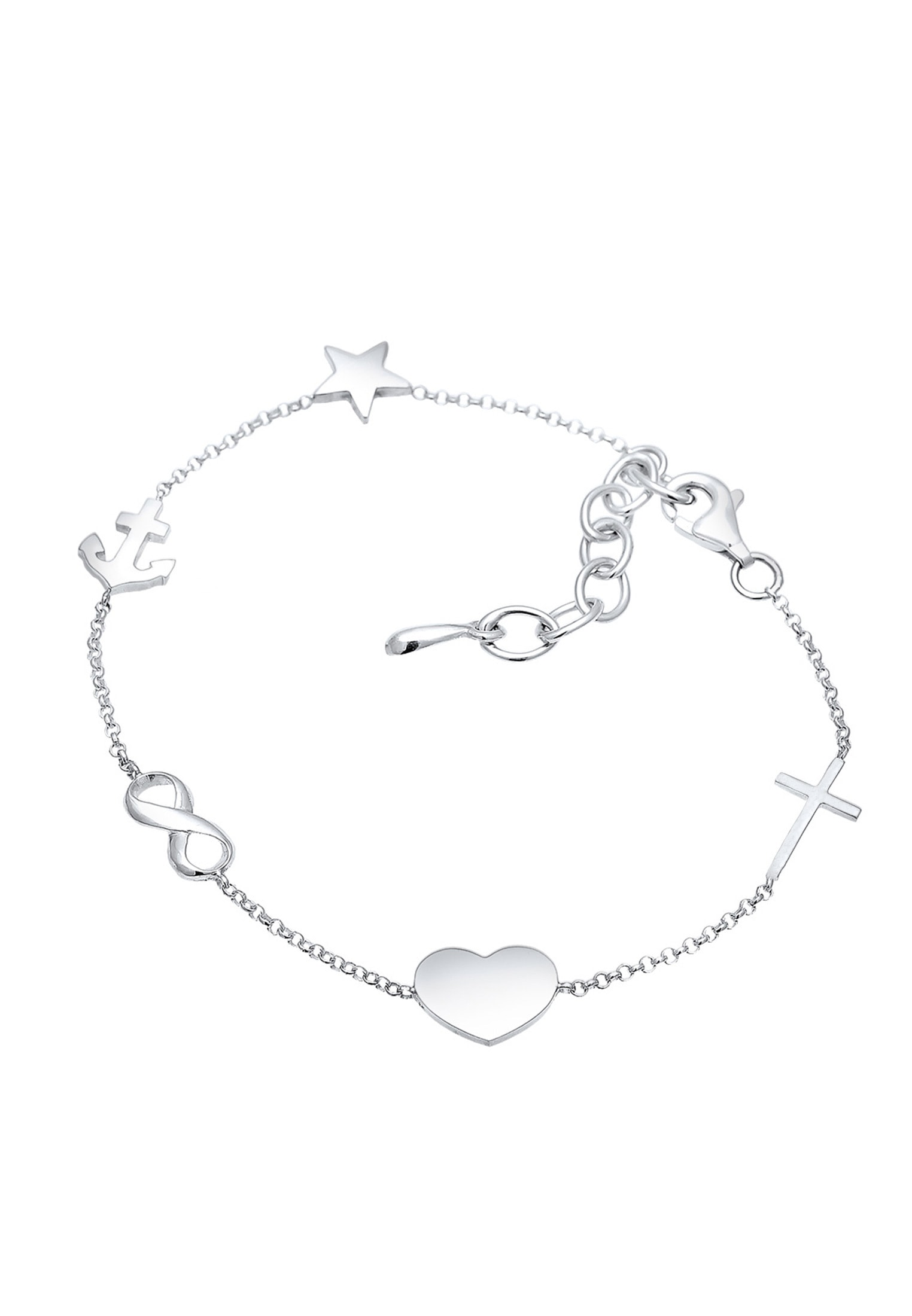 Elli Armkette »Armband Armband Kreuz Herz Infinity Anker Stern 925 Sterling Silber«