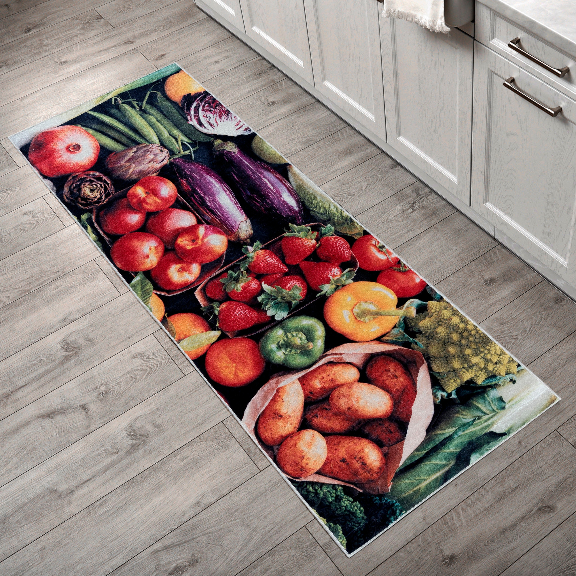 Sehrazat Teppich »Kitchen 3080«, rechteckig, 6 mm Höhe, Küchenläufer, Küchenteppich, Motiv Gemüse, waschbar