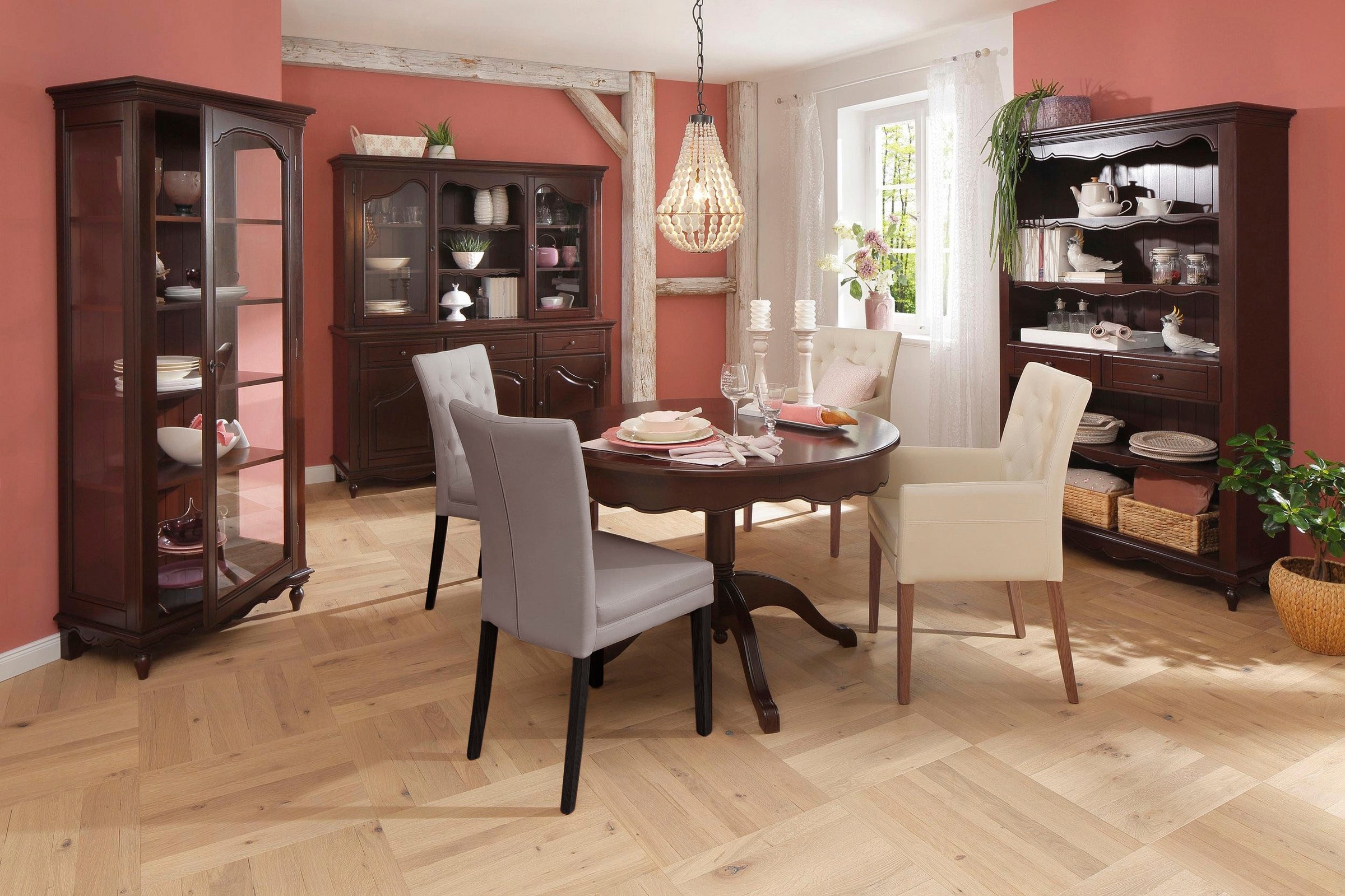 Home affaire 4-Fußstuhl »Colorado«, (Set), 6 St., Kunstleder, Beine aus Buche, wengefarben lackiert, Im 2er, 4er oder 6er-Set