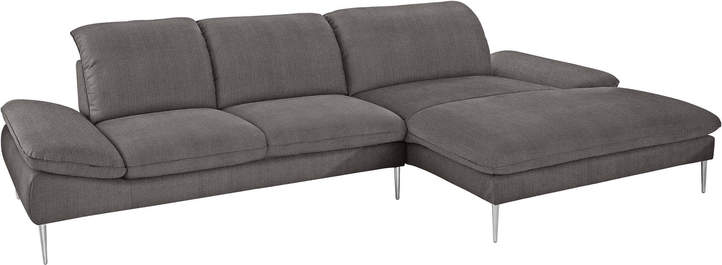 W.SCHILLIG Ecksofa »enjoy&MORE, Designsofa, bequem, zeitlos und elegant, L-Form« mit Sitztiefenverstellung, Füße Chrom glänzend, Breite 340 cm