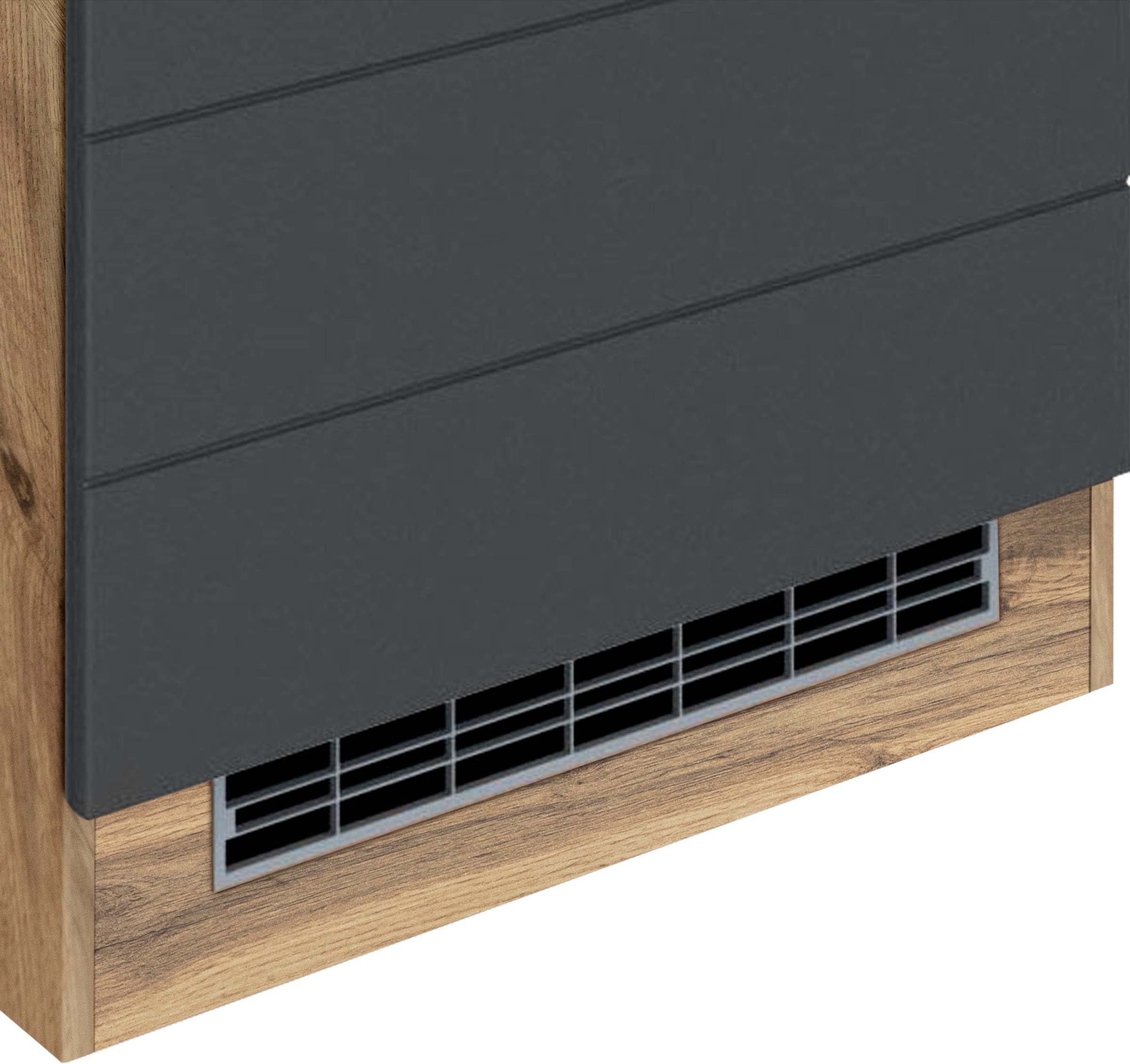 KOCHSTATION Kühlumbauschrank »KS-Luhe«, 60 cm breit, hochwertige MDF-Fronten mit waagerechter Lisene
