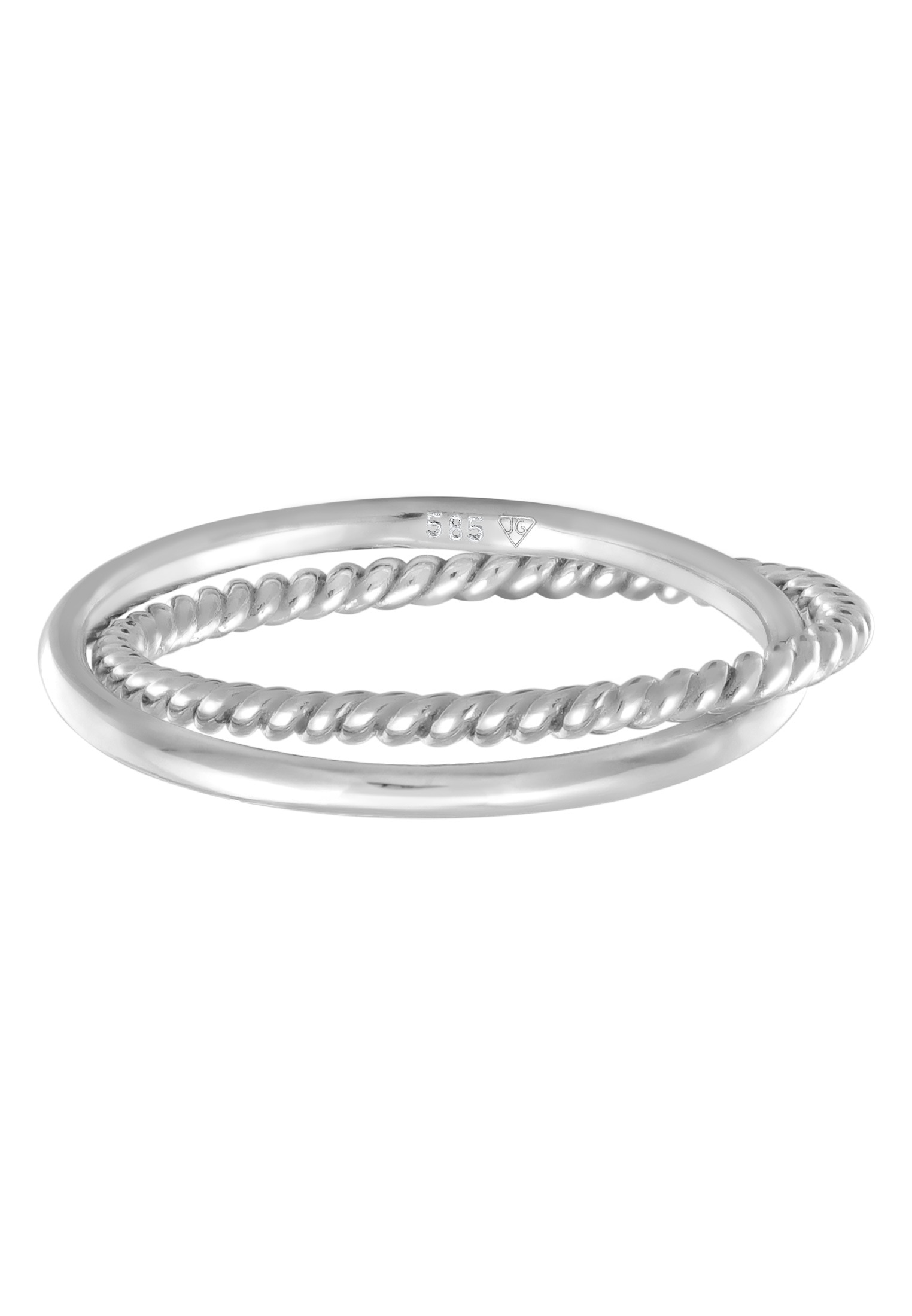 Elli Premium Silberring »Ring Wickelring Fein Gedreht 585er Weißgold«