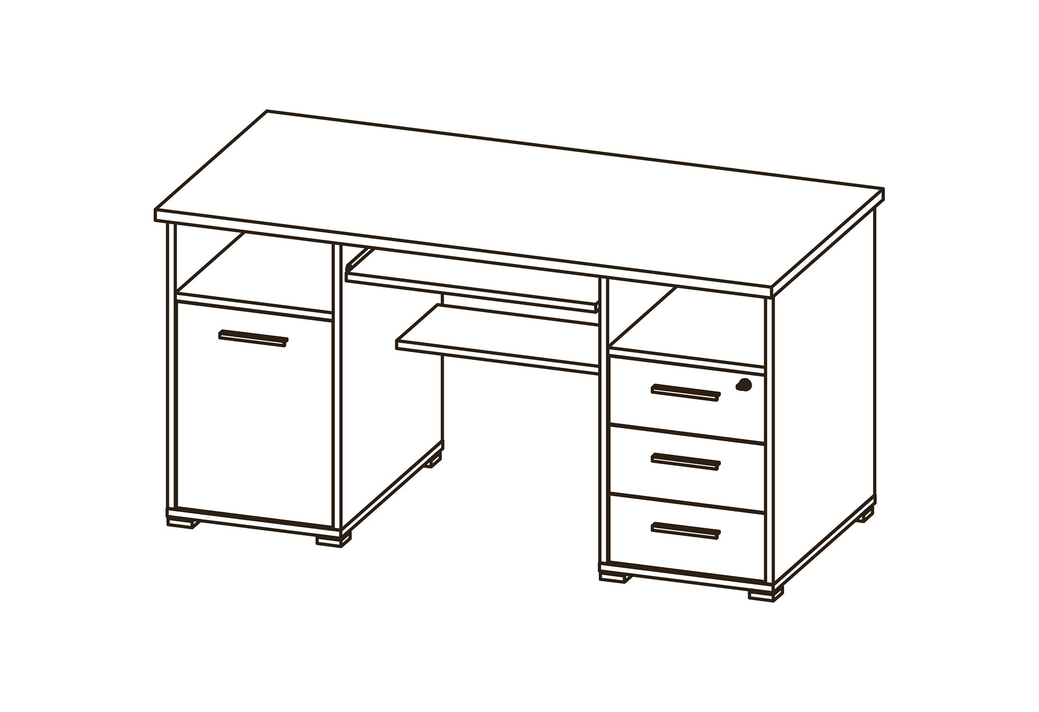 GERMANIA Computertisch »0484«, (Made in Germany), Schreibtisch mit Tastaturauszug & abschließbarem Schubkasten, B.145 cm