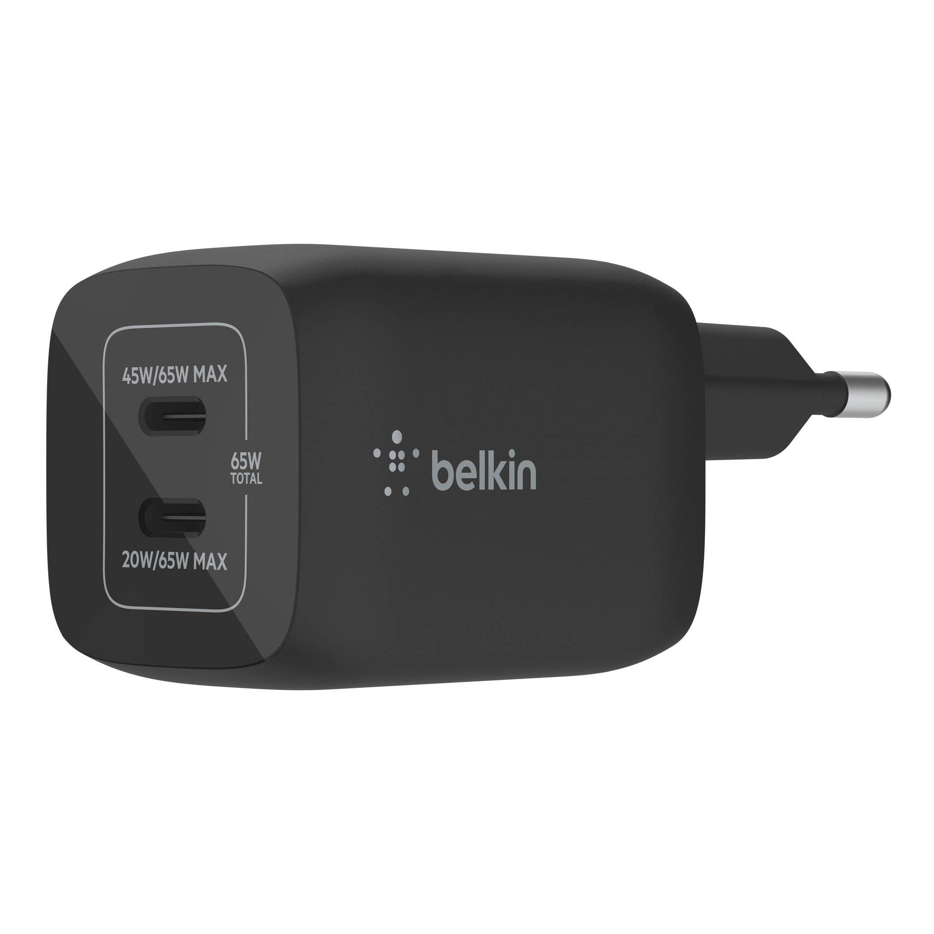 Belkin USB-Ladegerät »BoostCharge Pro 65 Watt Dual USB-C GaN Charger«, 3000 mA, Ladegerät mit 2x USB-C Anschlüssen (Laptops, Tablets, Smartphones)