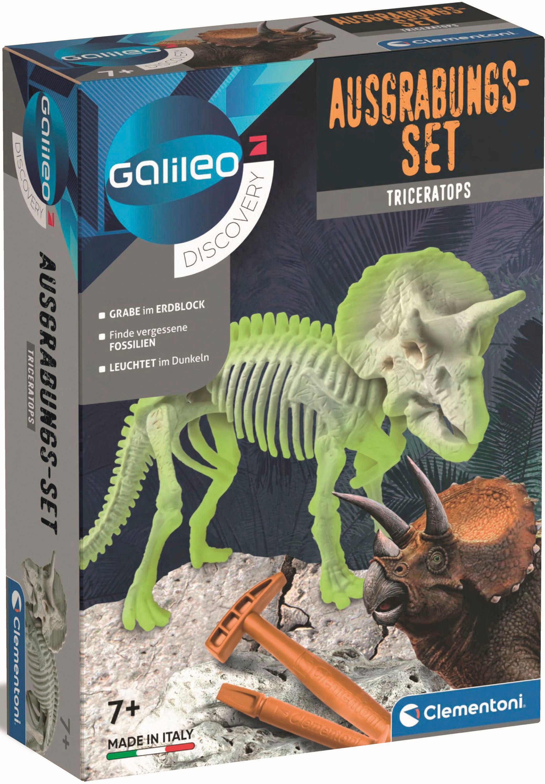 Clementoni® Experimentierkasten »Galileo, Ausgrabungs-Set Triceratops«, Made in Europe