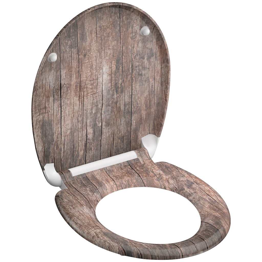 welltime WC-Sitz »Used Wood«, abnehmbar, Absenkautomatik, bruchsicher, kratzfest, Schnellverschluss
